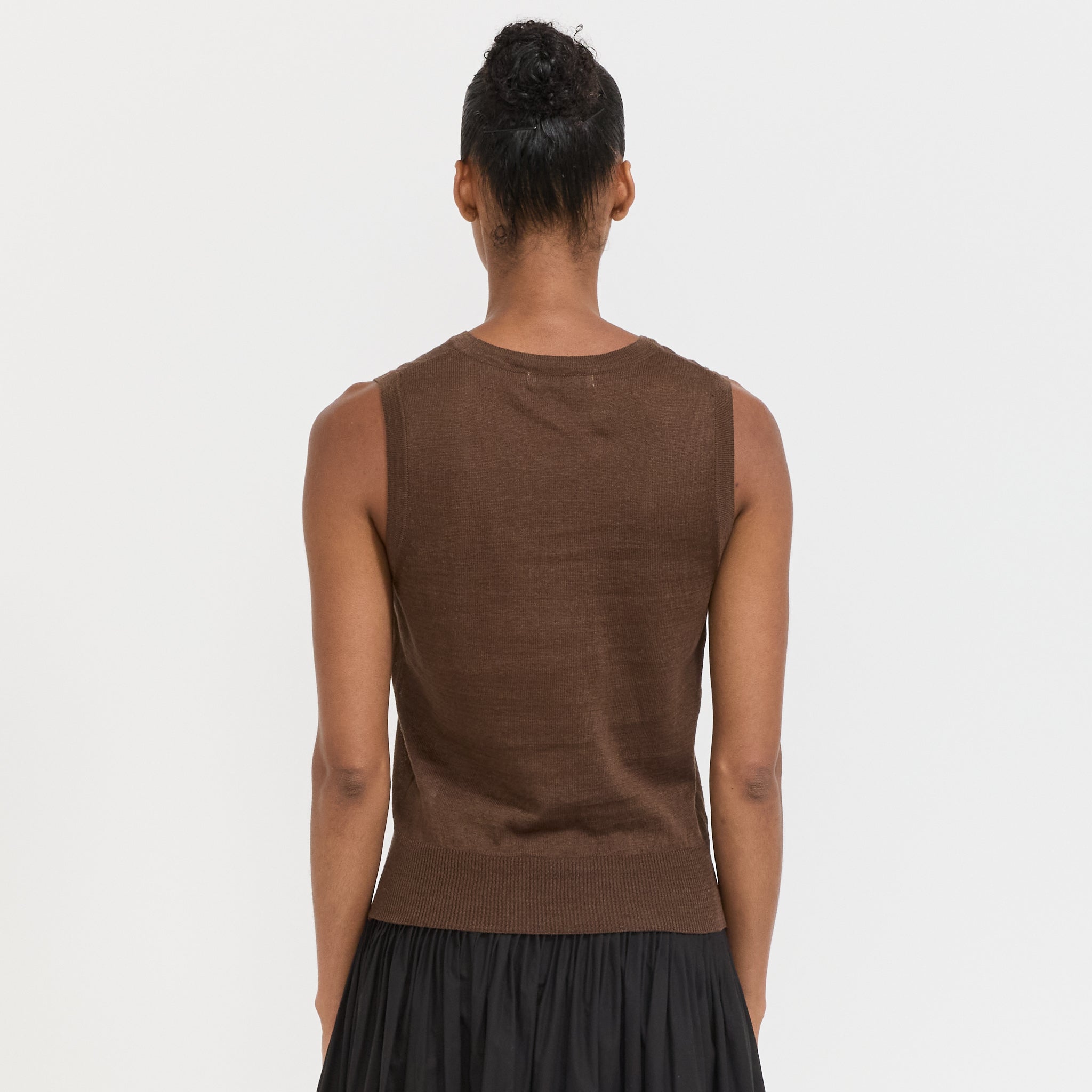 Rola Linen Sleeveless Knit Top Brown