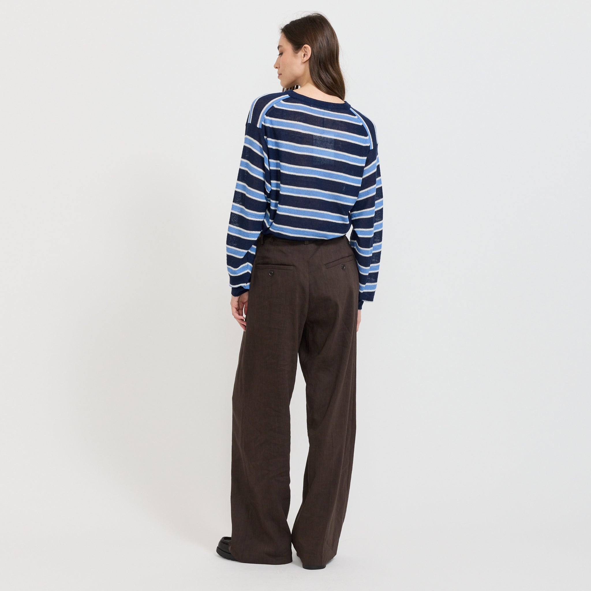Nothing Written | Stripe Round Pullover Blue | Maplestore