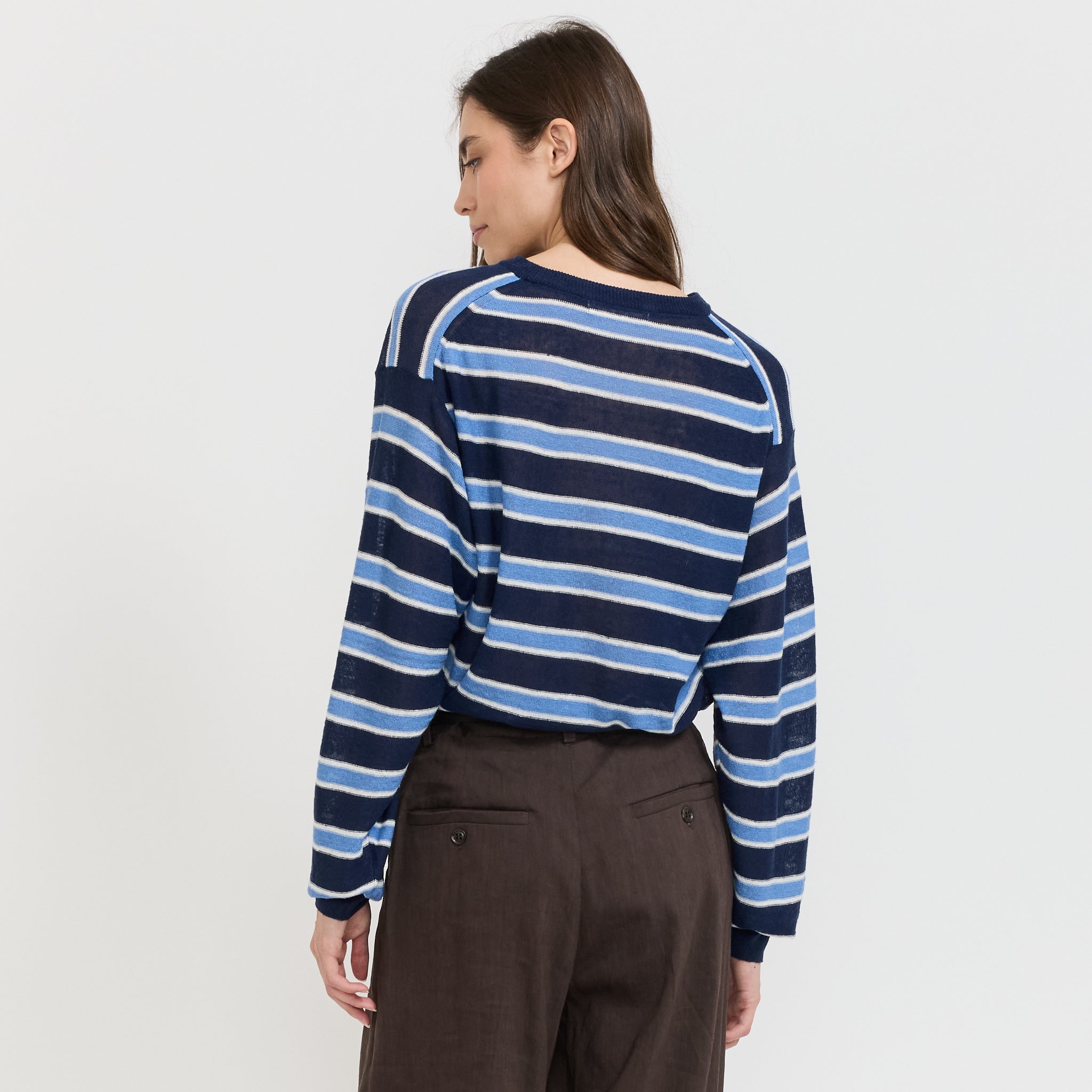 Nothing Written | Stripe Round Pullover Blue | Maplestore