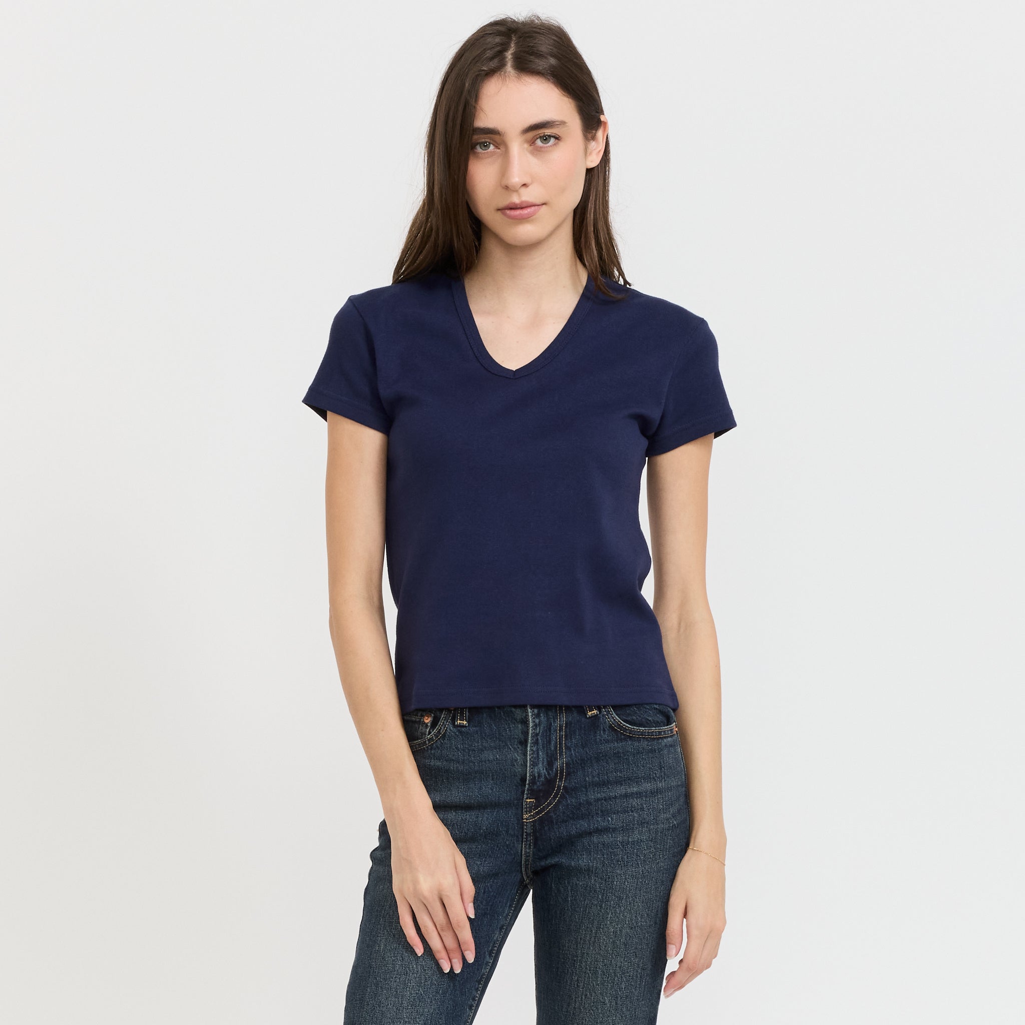 Nothing Written | 90s V-Neck T-Shirt Navy | Maplestore
