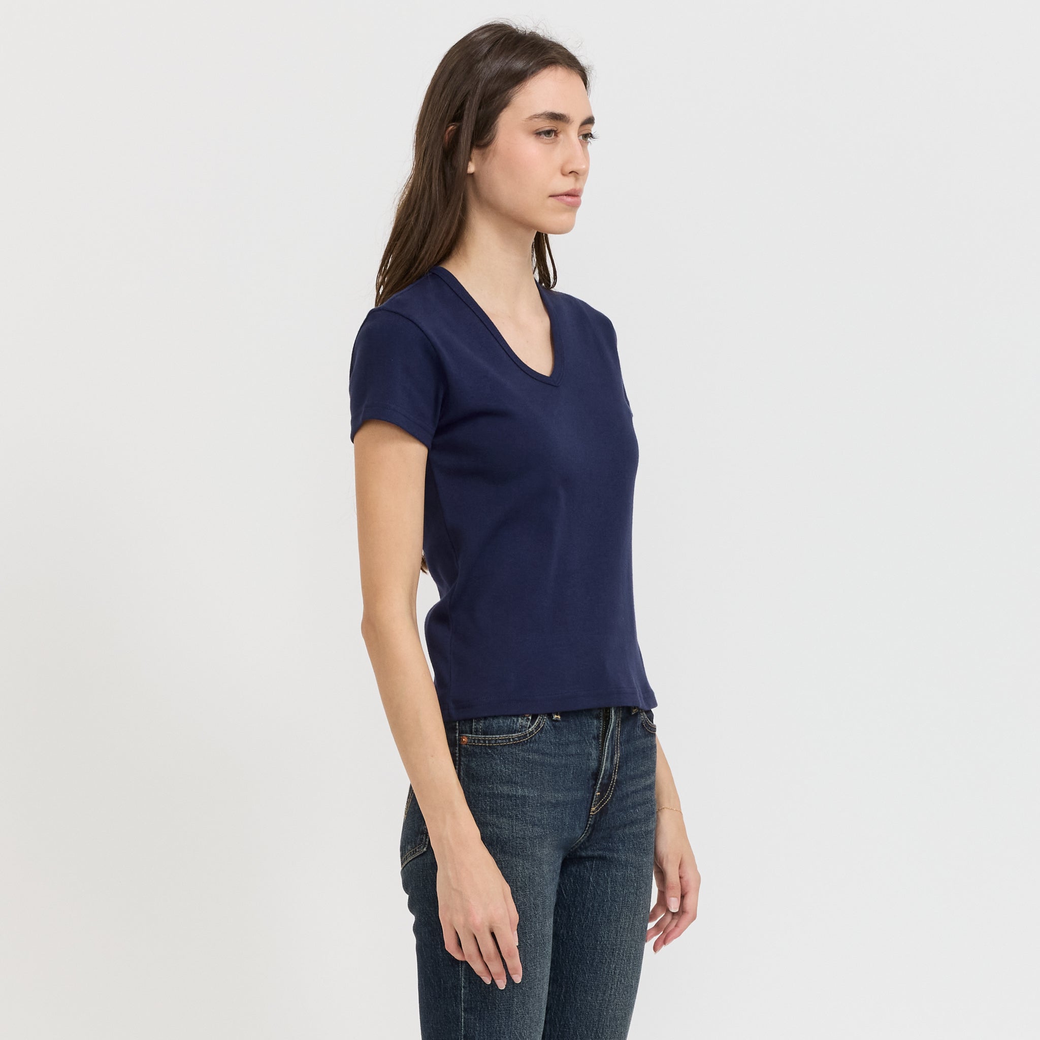 Nothing Written | 90s V-Neck T-Shirt Navy | Maplestore