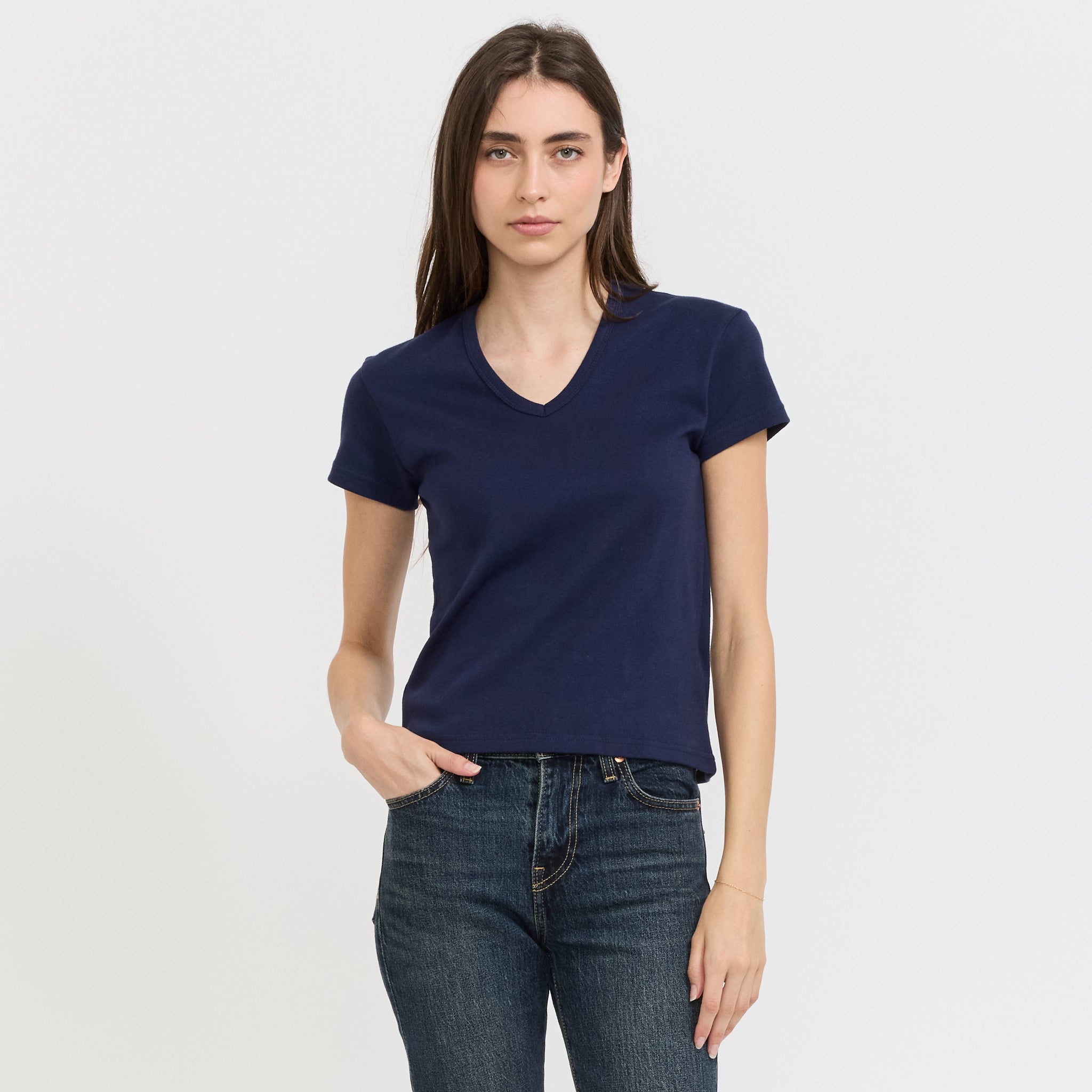 Nothing Written | 90s V-Neck T-Shirt Navy | Maplestore