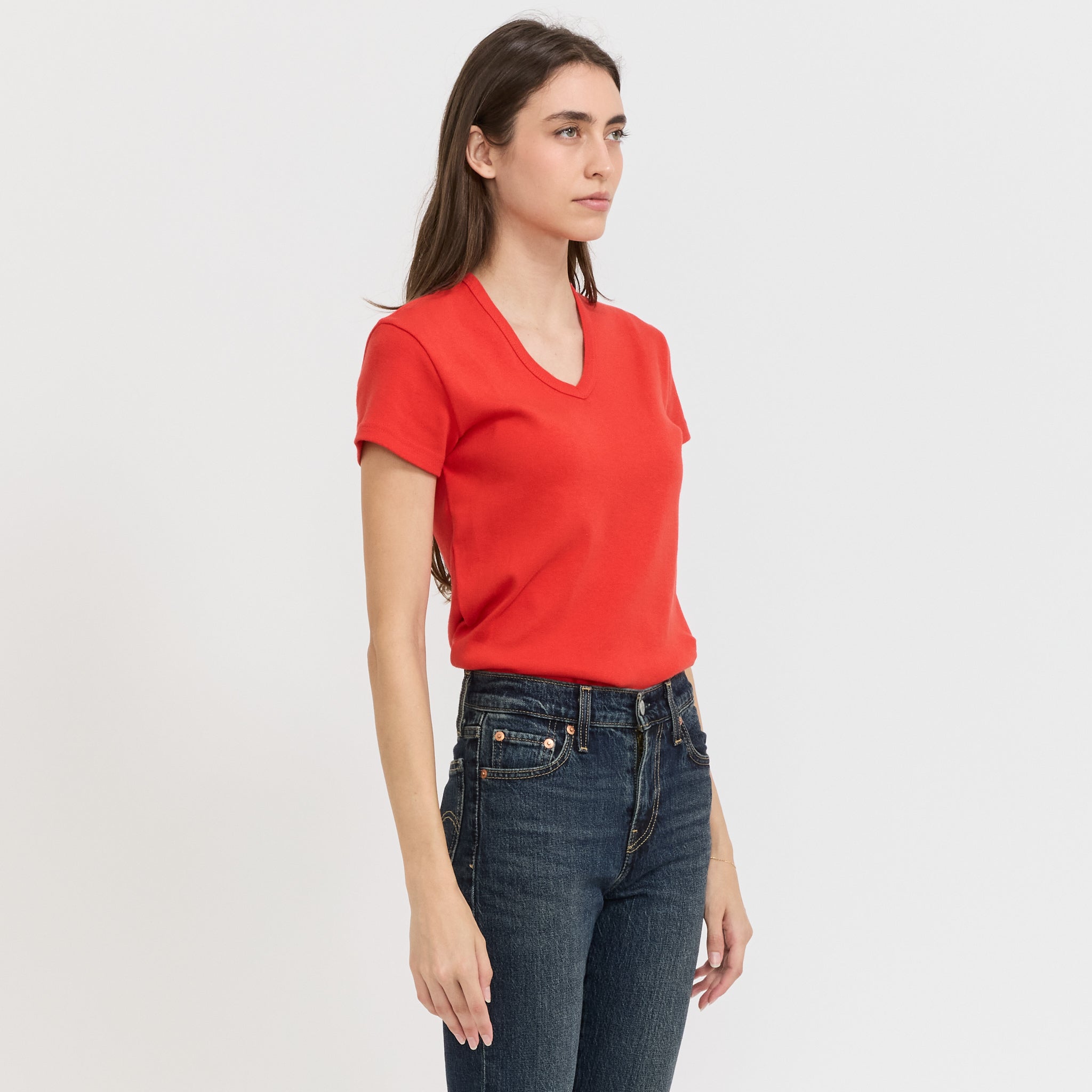 Nothing Written | 90s V-Neck T-Shirt Red | Maplestore