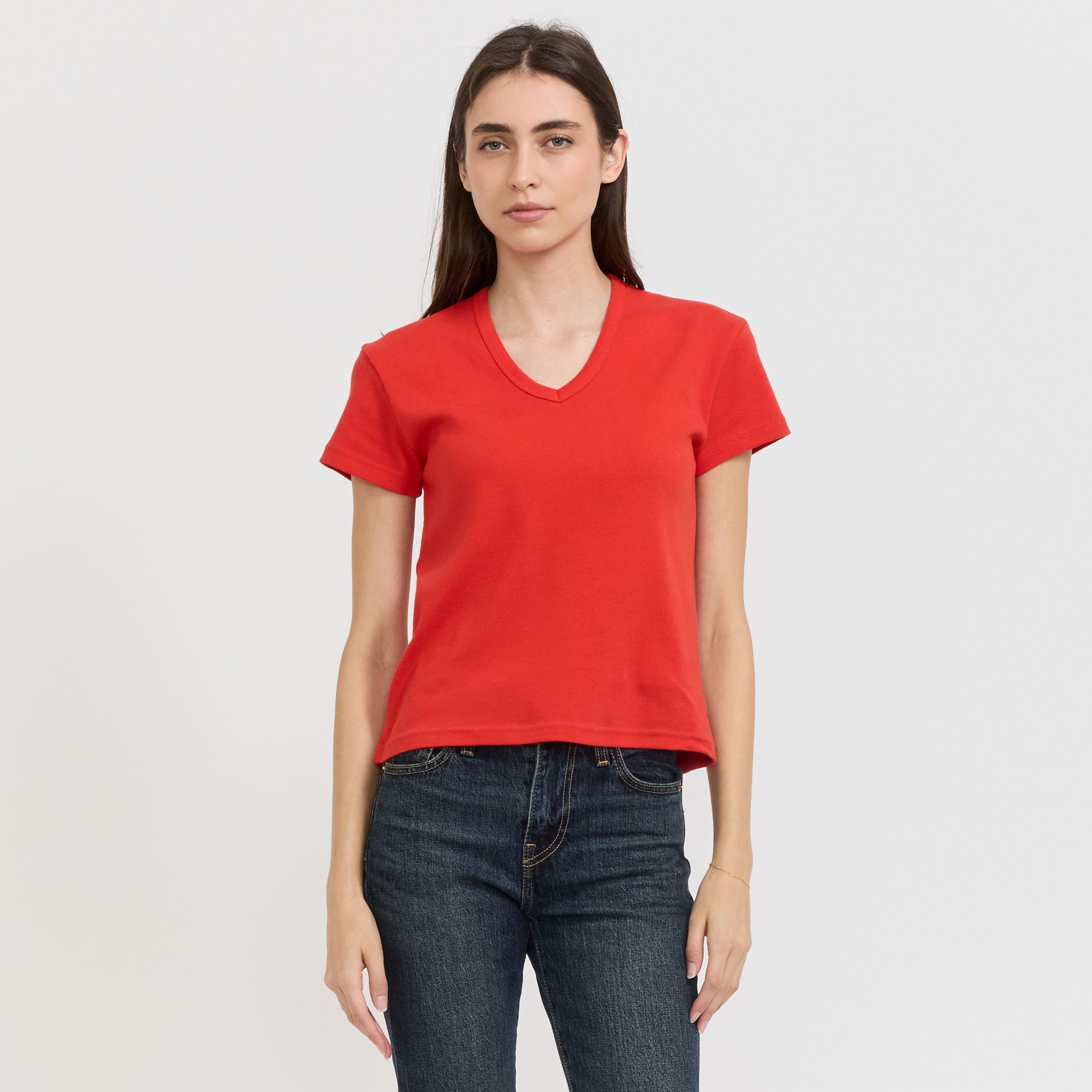 Nothing Written | 90s V-Neck T-Shirt Red | Maplestore