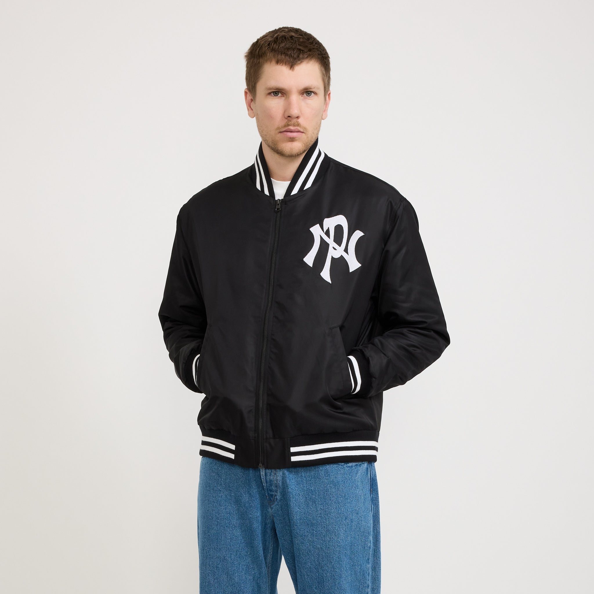 No Problemo | NYP Nylon Varsity Jacket Black | Maplestore