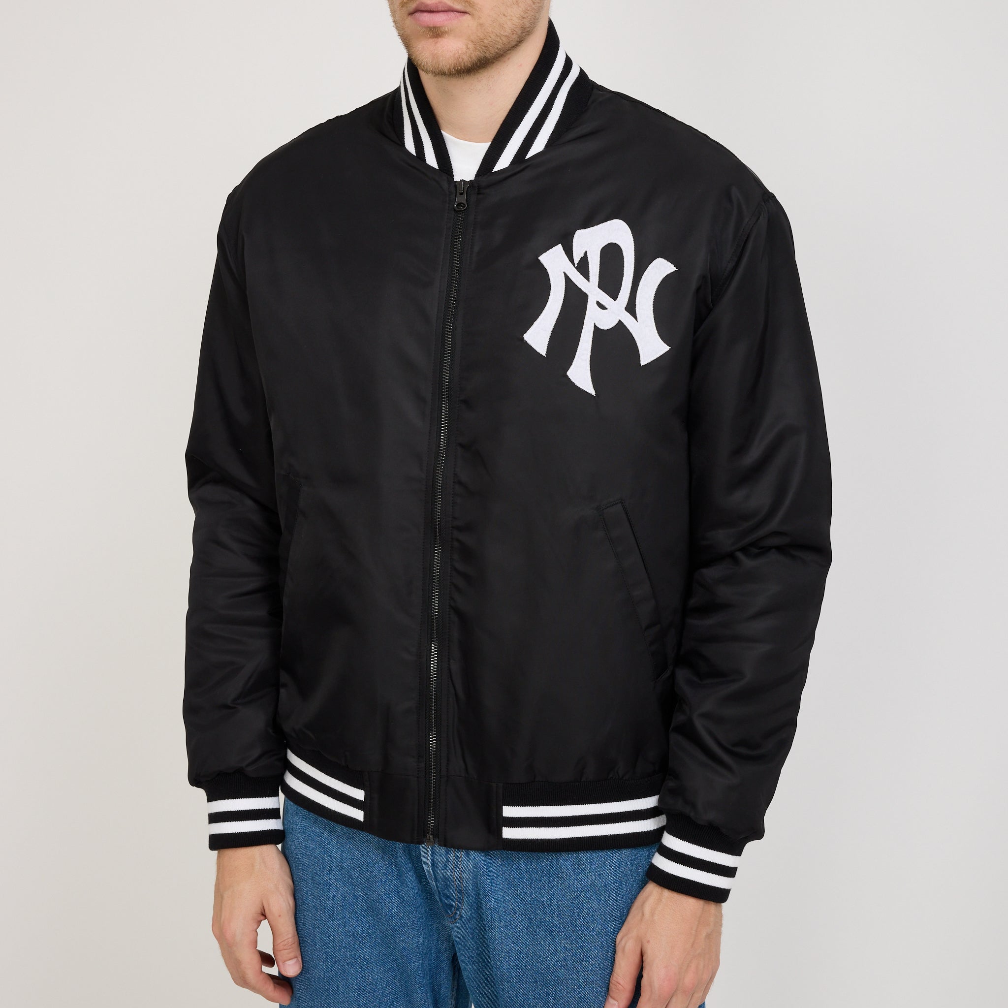 No Problemo | NYP Nylon Varsity Jacket Black | Maplestore
