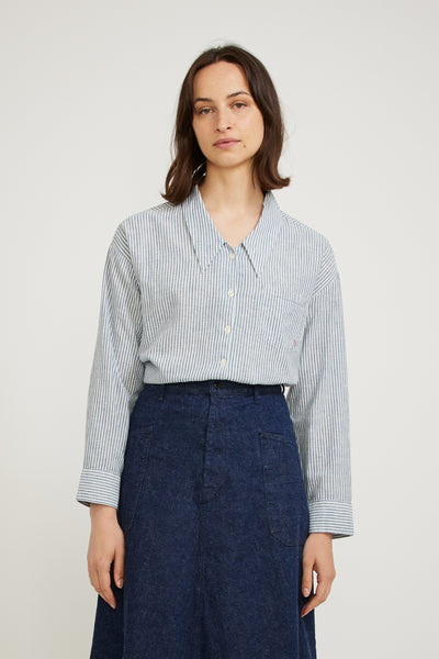 Nudie Jeans Co. | Amalia Indigo Striped Shirt Blue/Off White | Maplestore