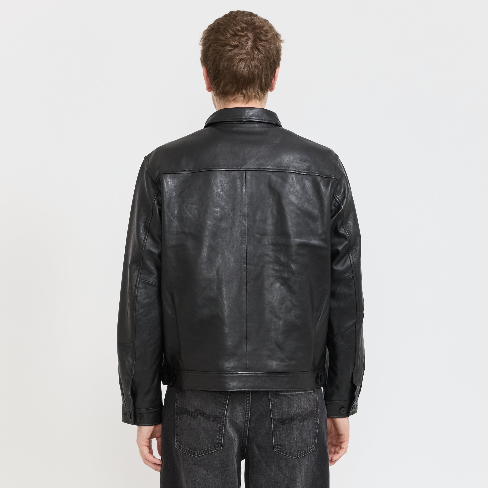 Nudie Jeans Co. | Blake Zip Leather Jacket Black | Maplestore