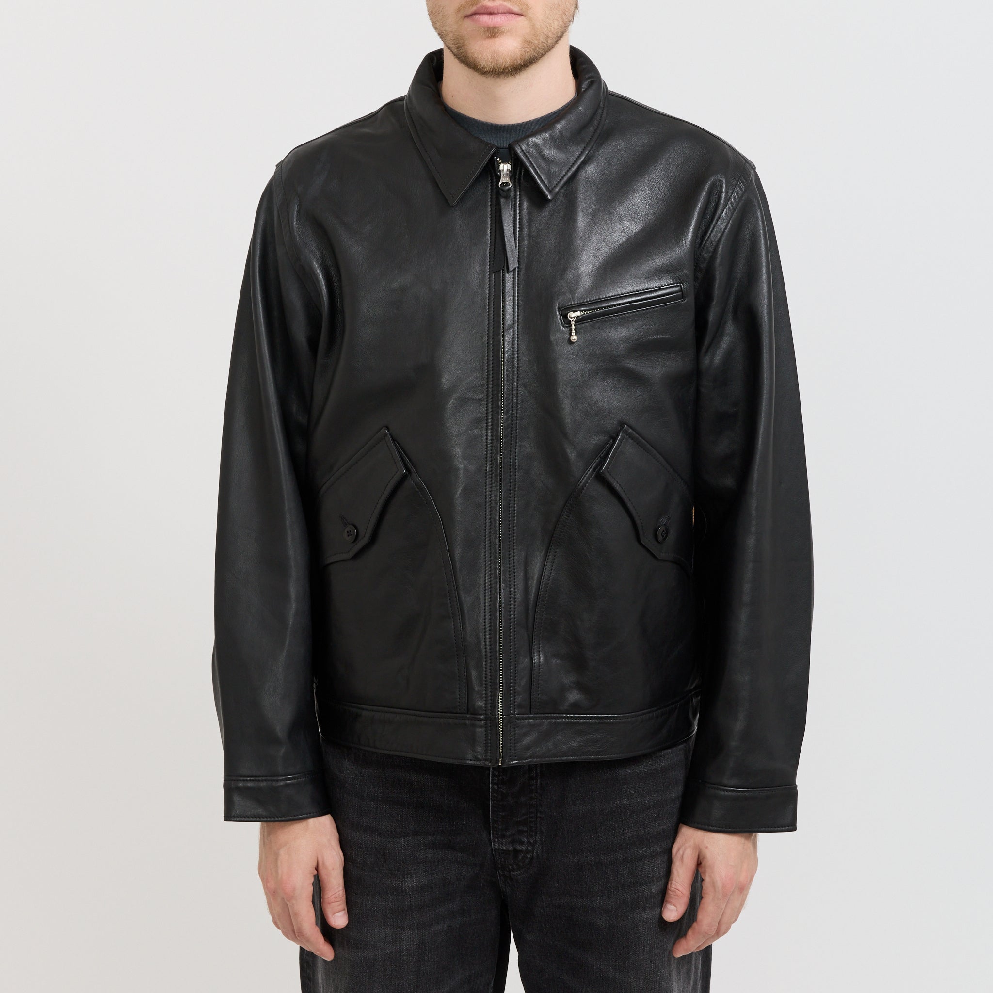 Nudie Jeans Co. | Blake Zip Leather Jacket Black | Maplestore