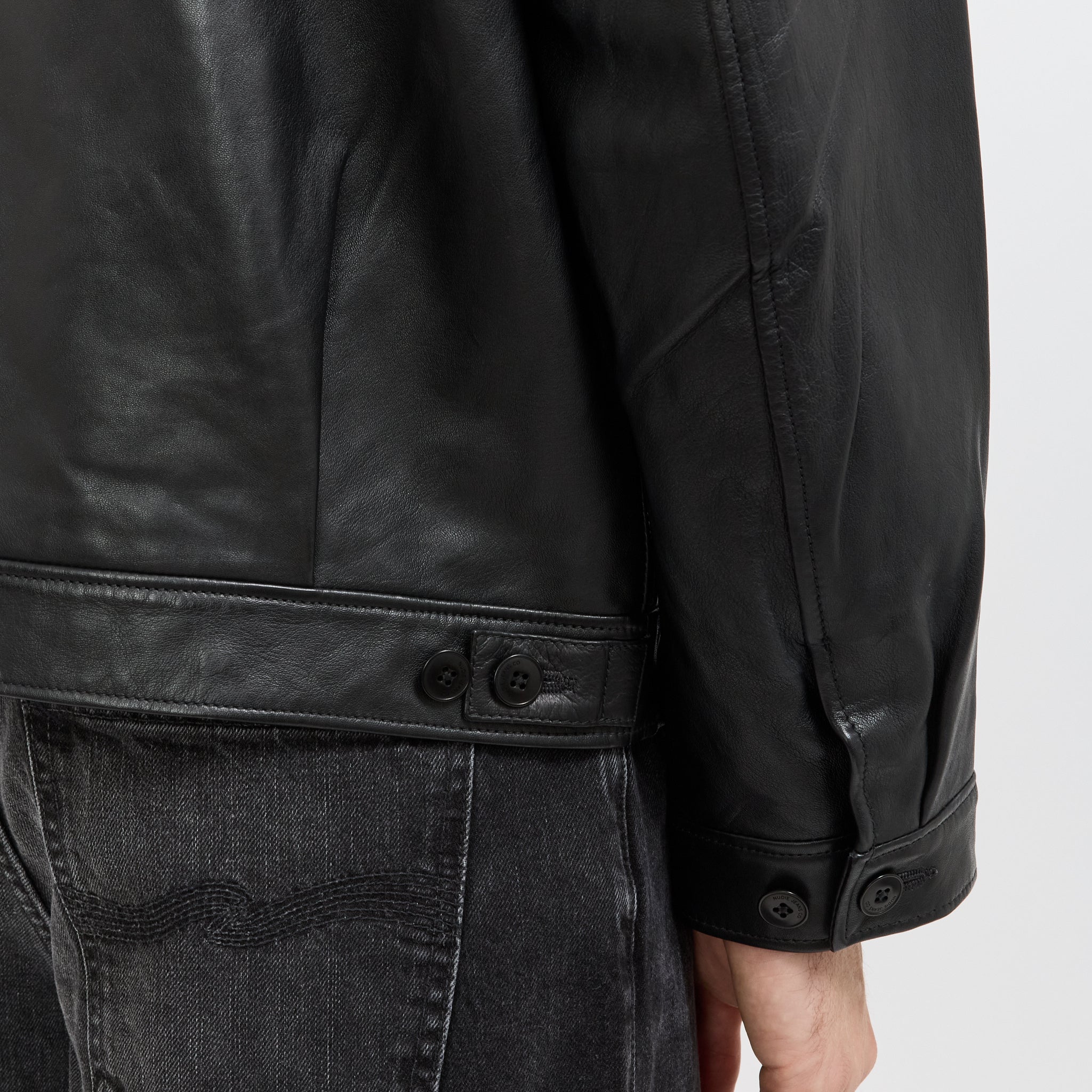 Nudie Jeans Co. | Blake Zip Leather Jacket Black | Maplestore