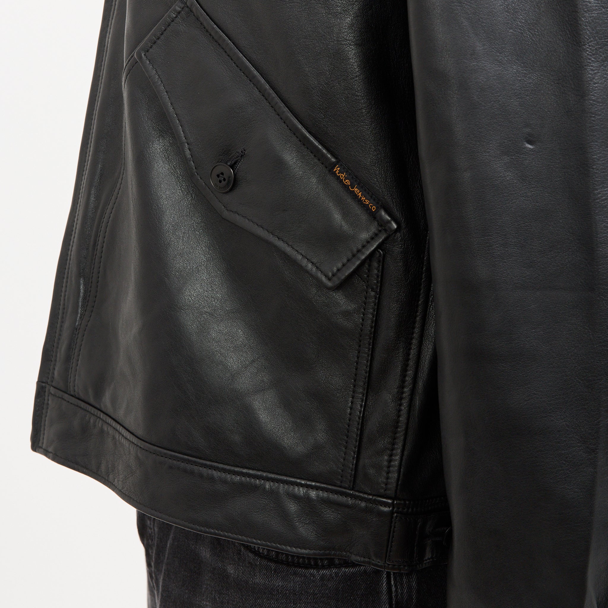 Nudie Jeans Co. | Blake Zip Leather Jacket Black | Maplestore