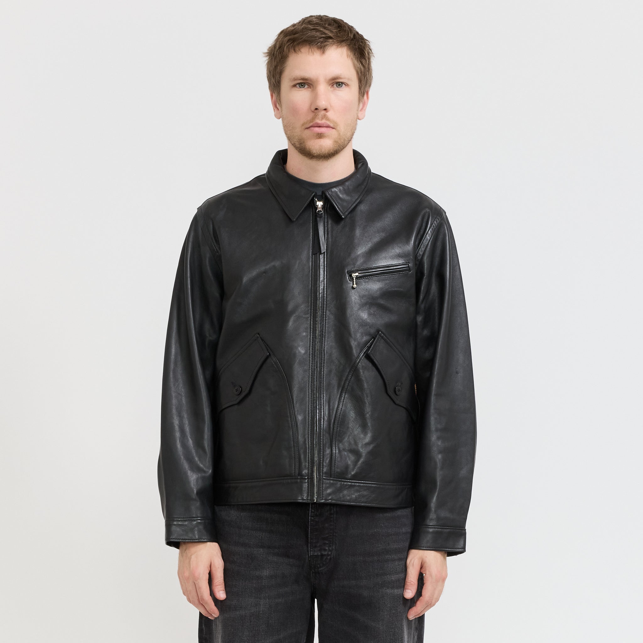 Blake Zip Leather Jacket Black | Nudie Jeans Co. at Maplestore