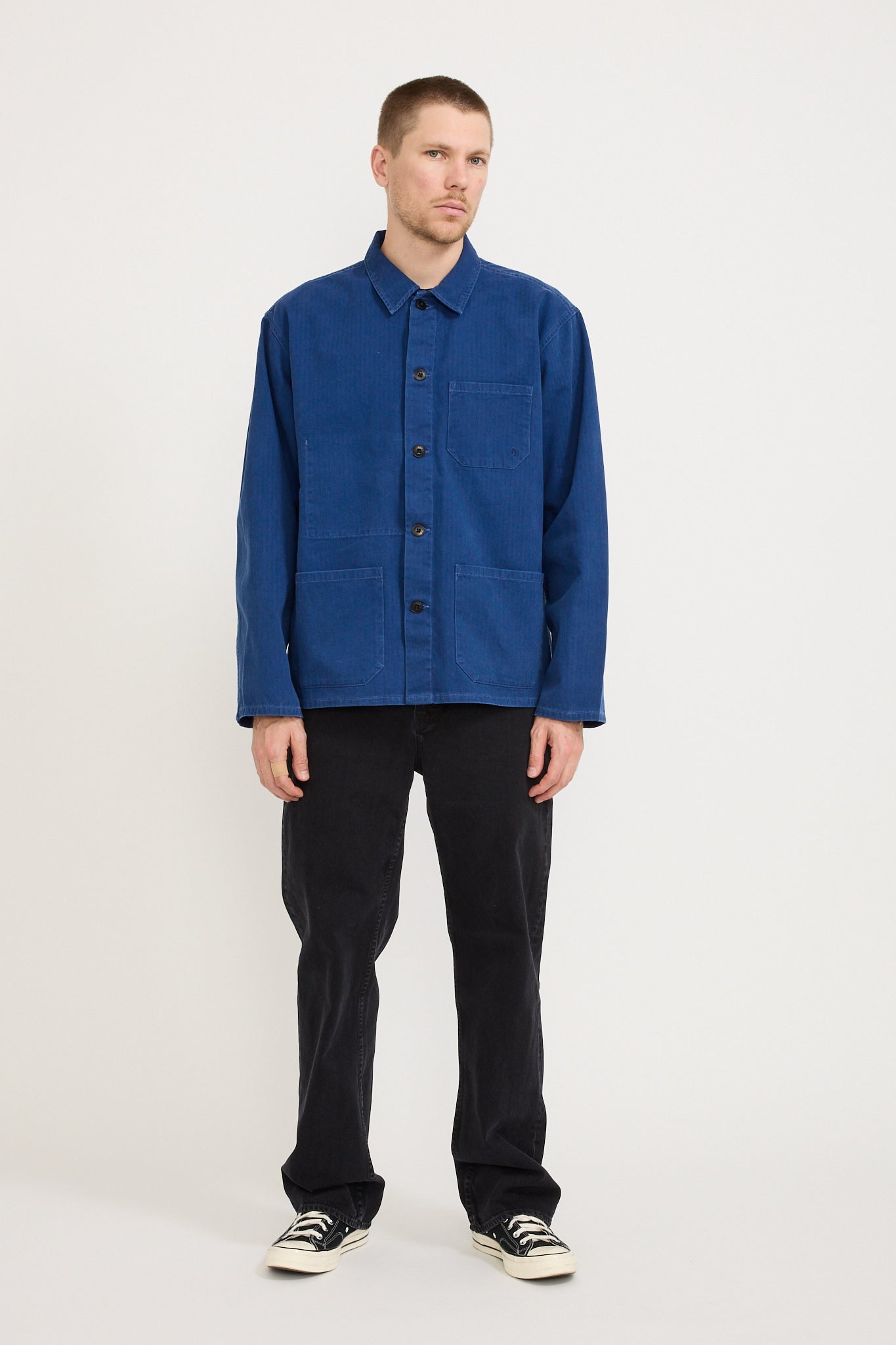 Nudie Jeans Co. | Buddy Herringbone Chore Jacket Blue | Maplestore