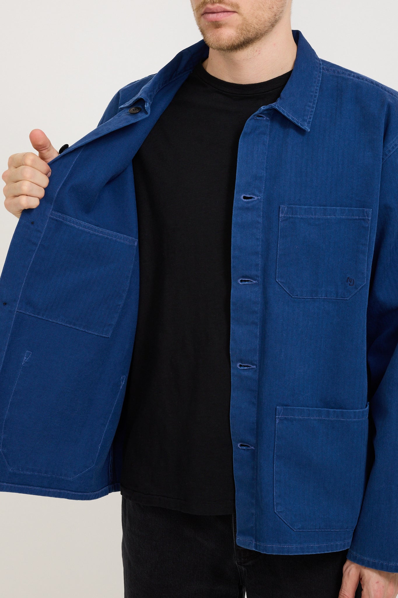 Nudie Jeans Co. | Buddy Herringbone Chore Jacket Blue | Maplestore