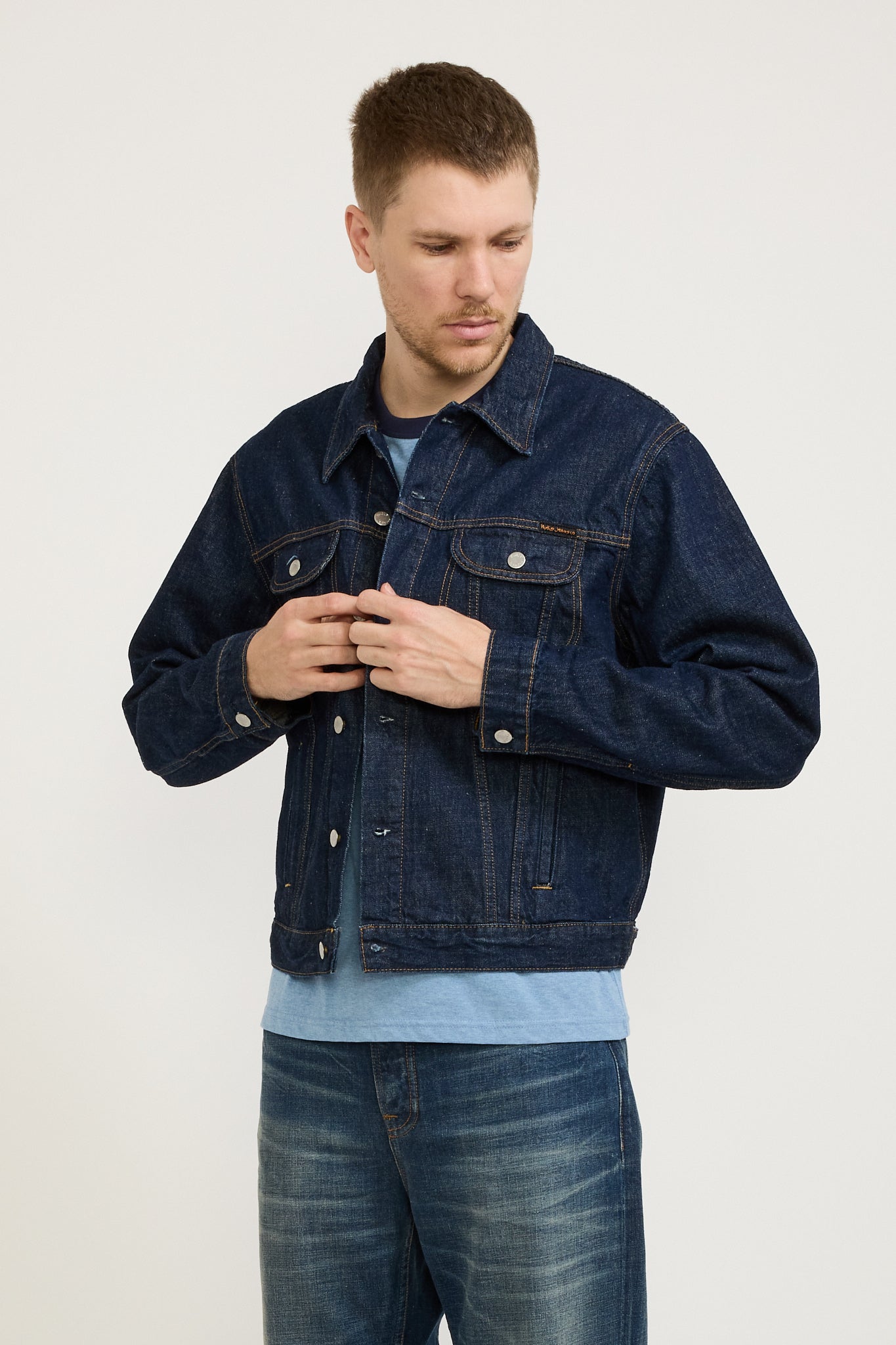 Nudie Jeans Co. | Danny 40s Redcast Denim Jacket Dark Blue | Maplestore