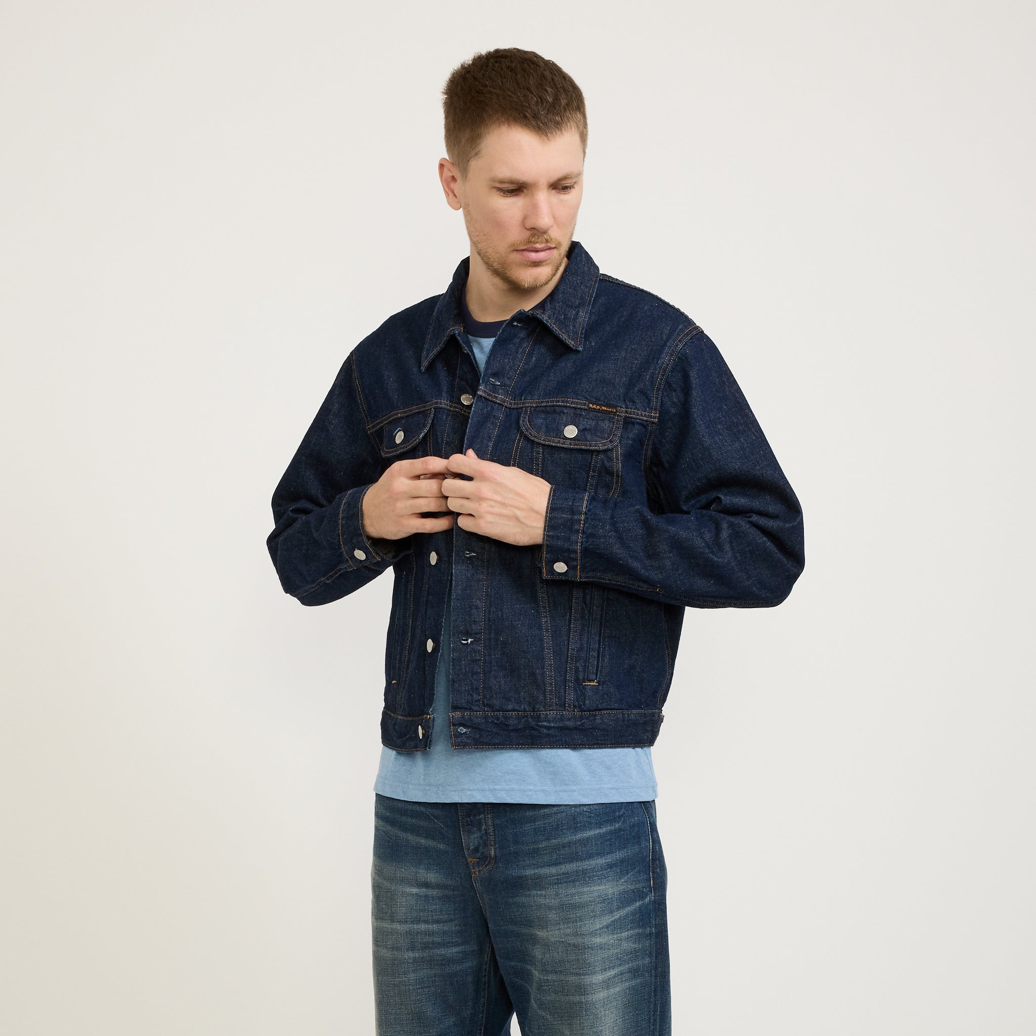 Nudie Jeans Danny 40s Redcast Denim Jacket Dark Blue Maplestore