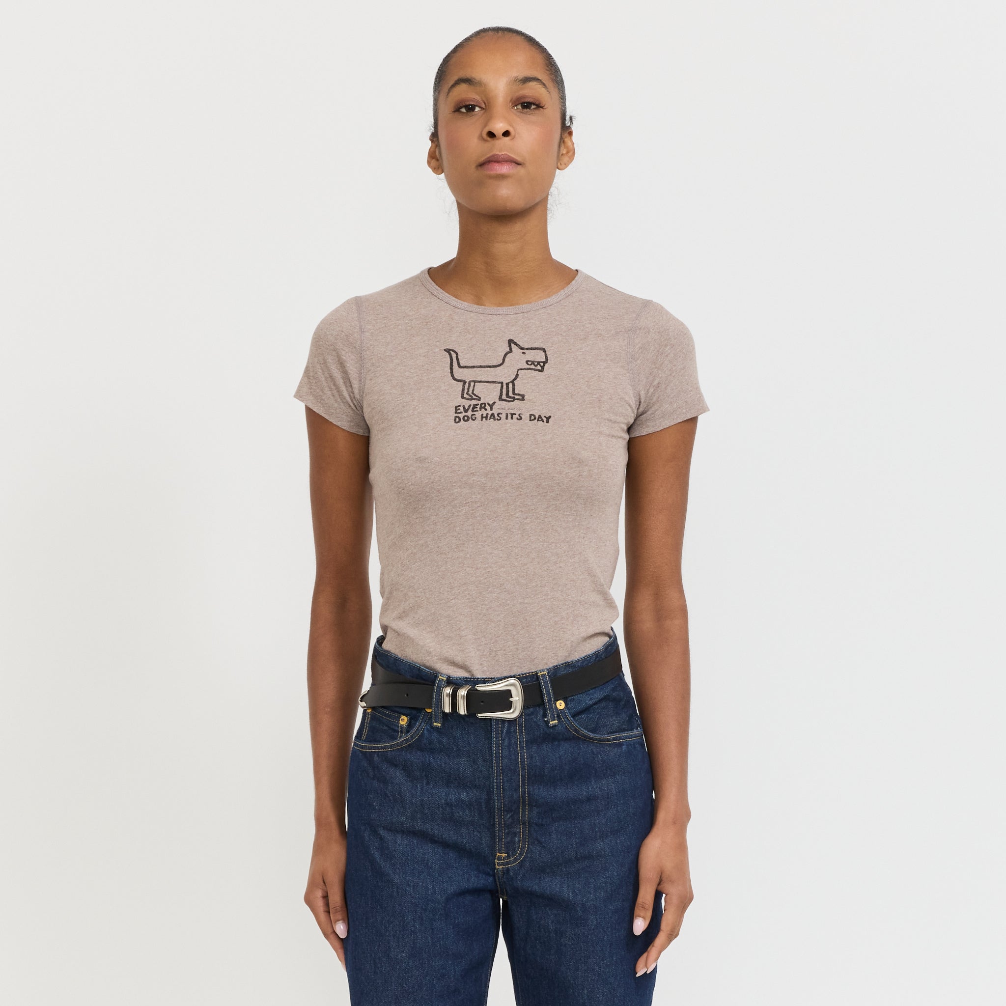 Eve Scratchy Dog T-Shirt Beige Melange