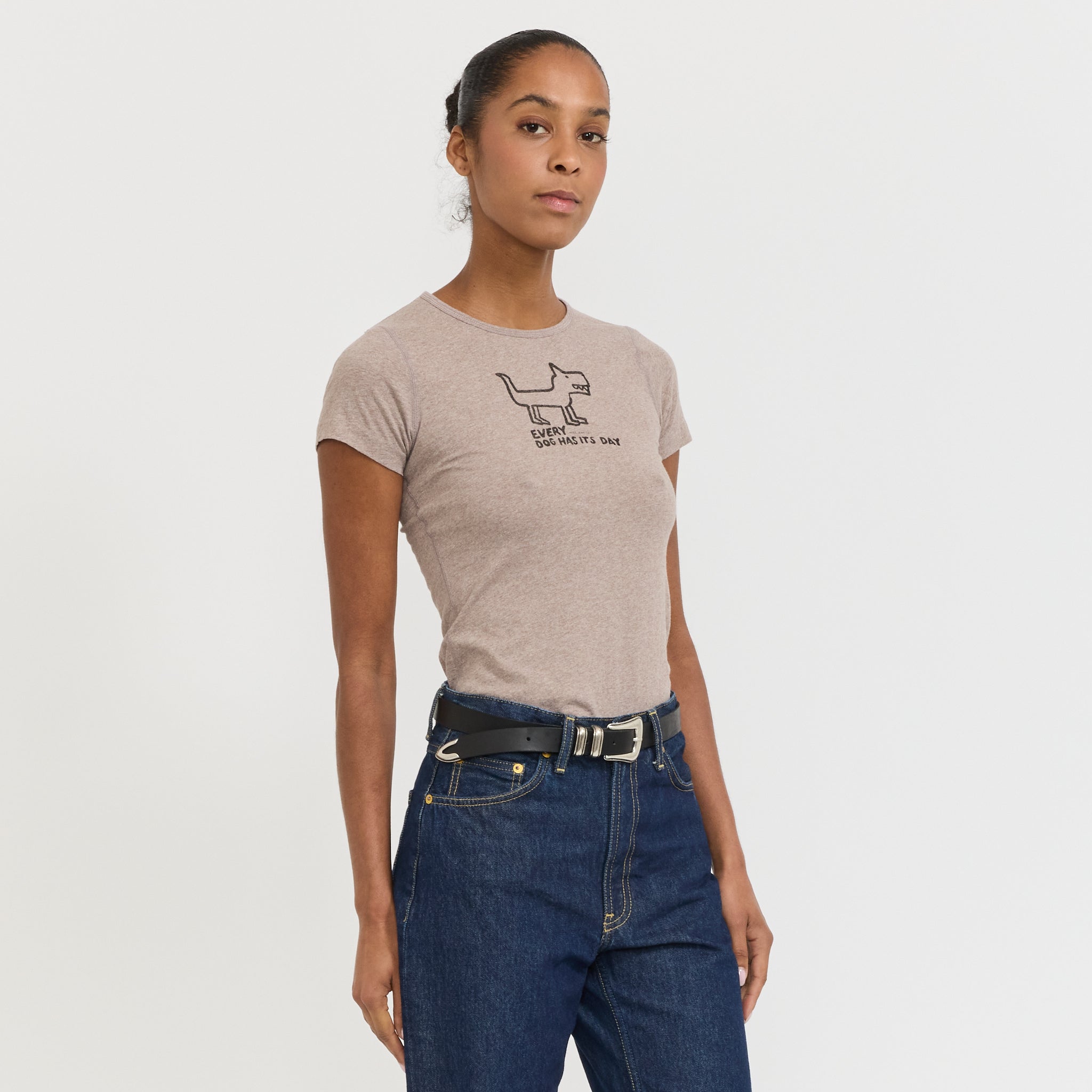 Eve Scratchy Dog T-Shirt Beige Melange