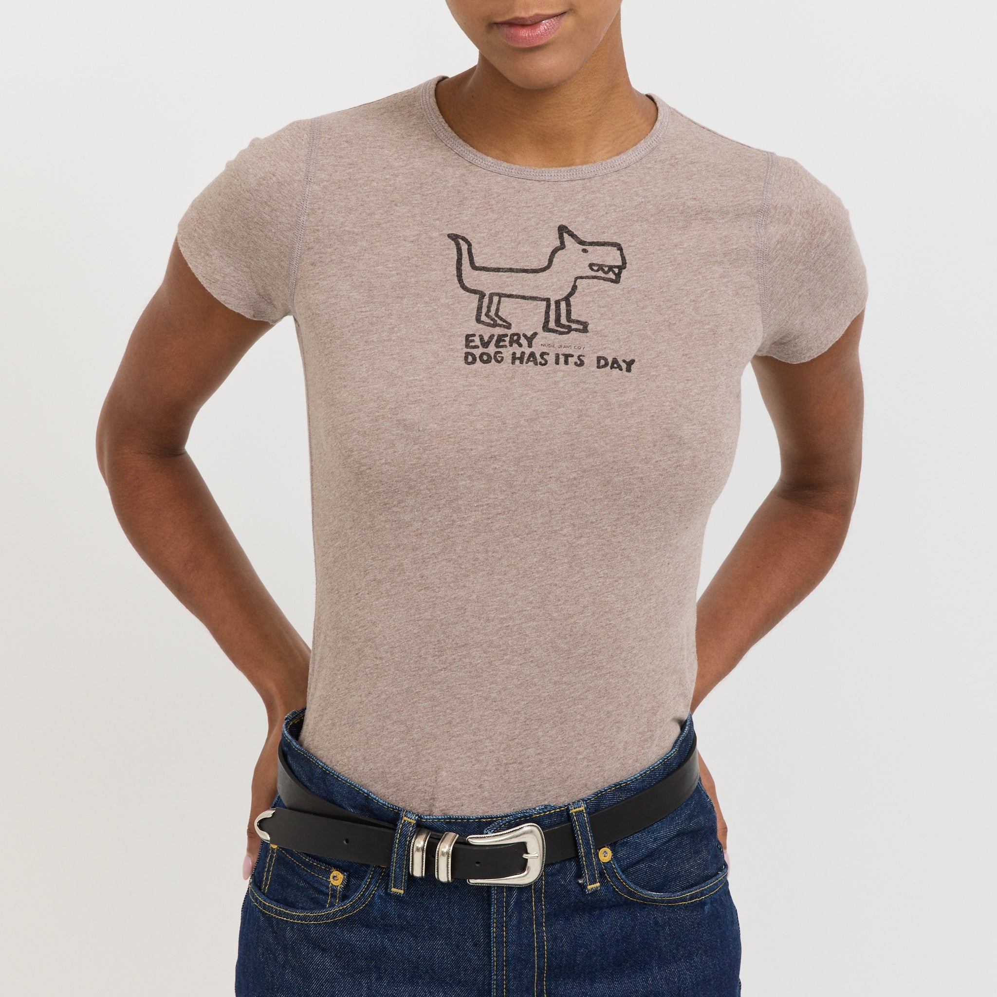 Eve Scratchy Dog T-Shirt Beige Melange