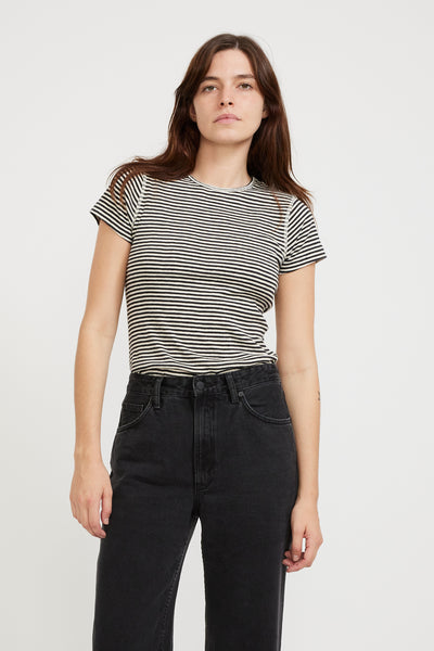 Nudie Jeans Co. | Eve Striped Slub T-Shirt Ecru/Black | Maplestore