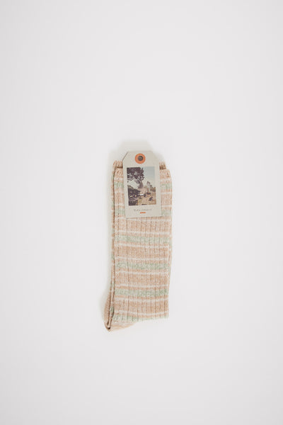 Nudie | Chunky Sock Allover Stripe Beige Melange | Maplestore