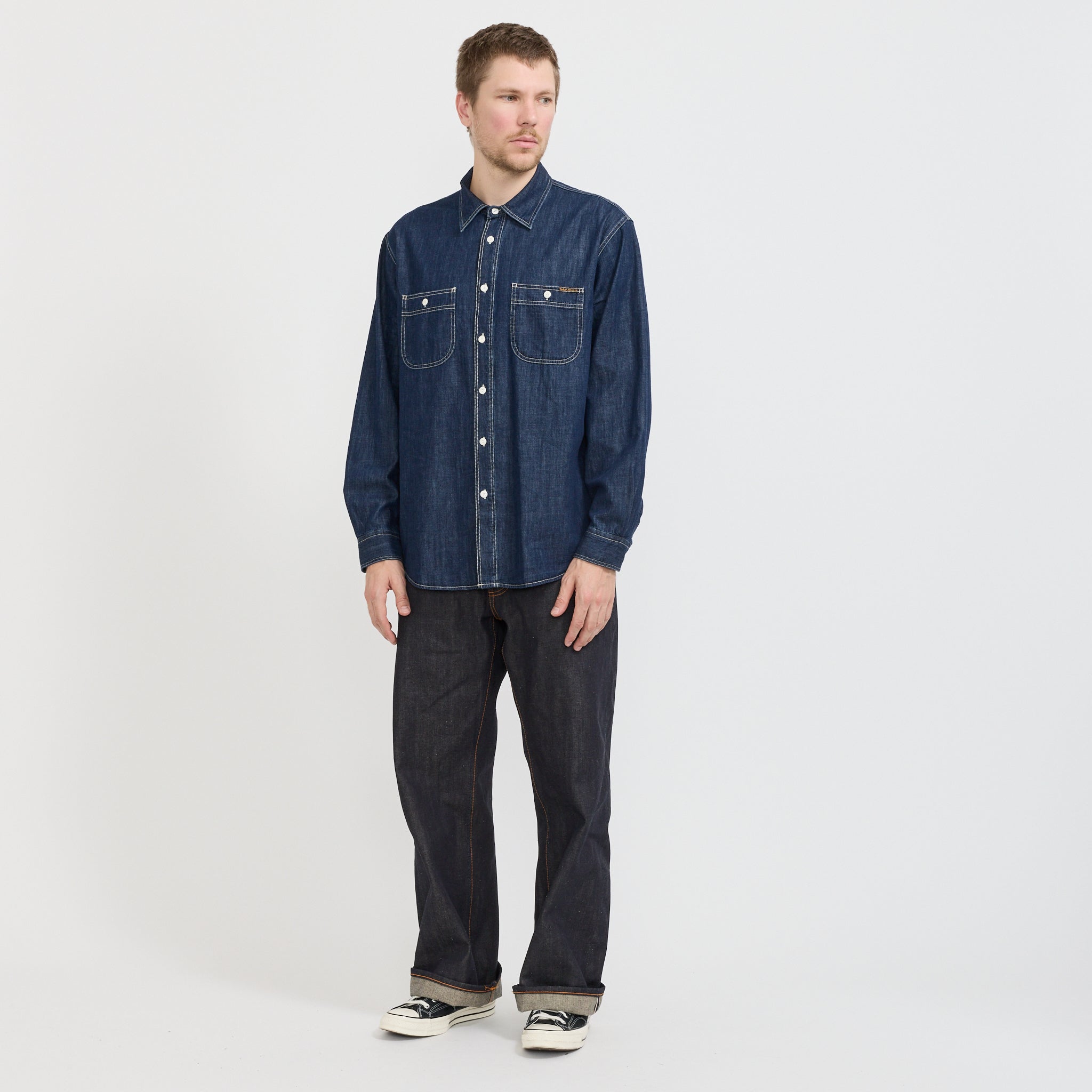 Nudie Jeans Co. | Julian Denim Shirt Rinsed Blue | Maplestore