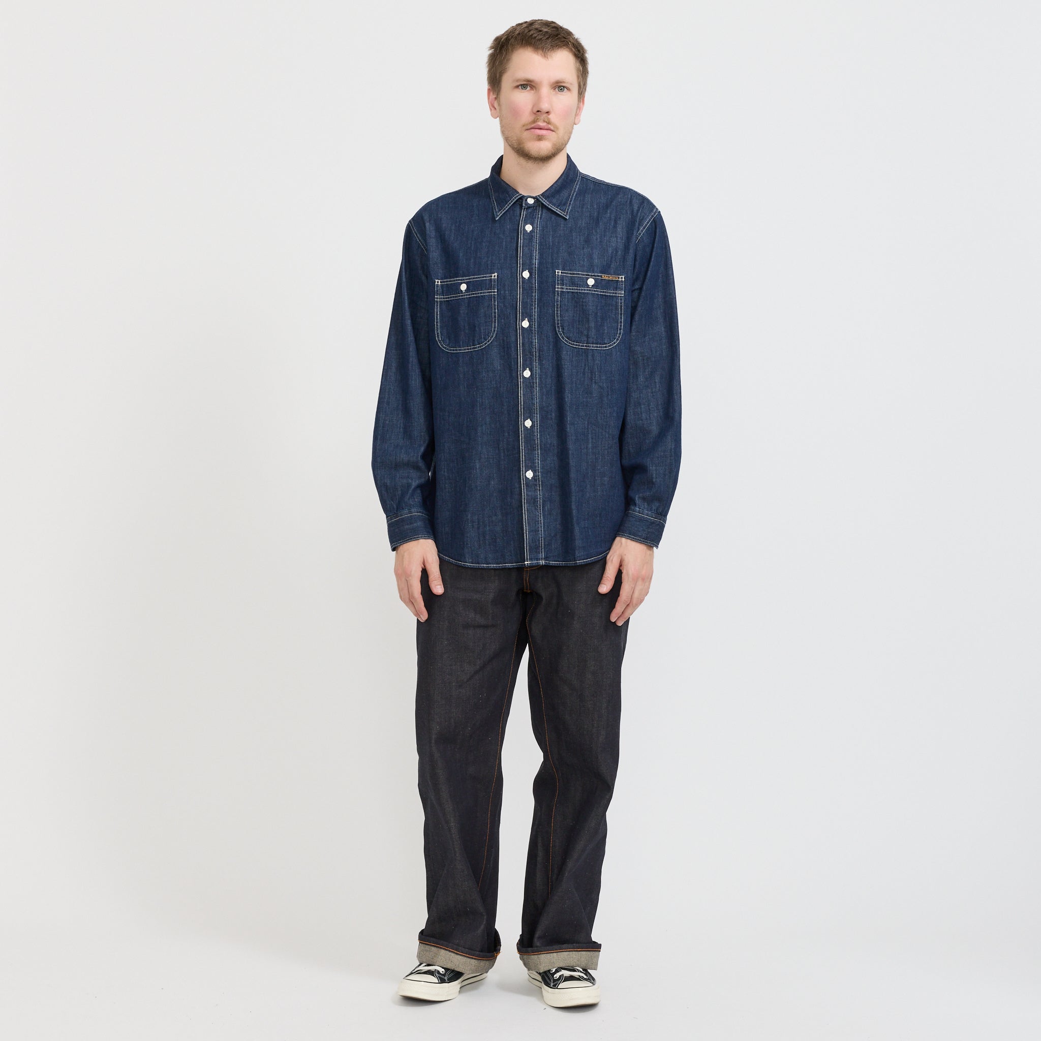 Nudie Jeans Co. | Julian Denim Shirt Rinsed Blue | Maplestore