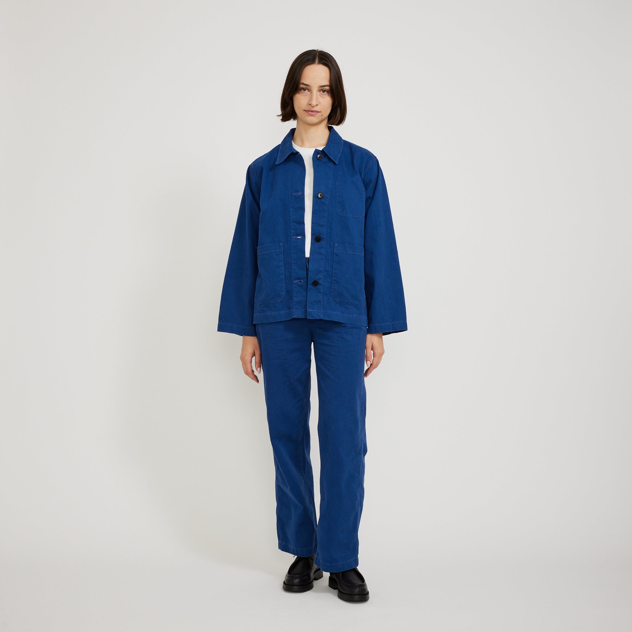Lovis Herringbone Denim Jacket Blue