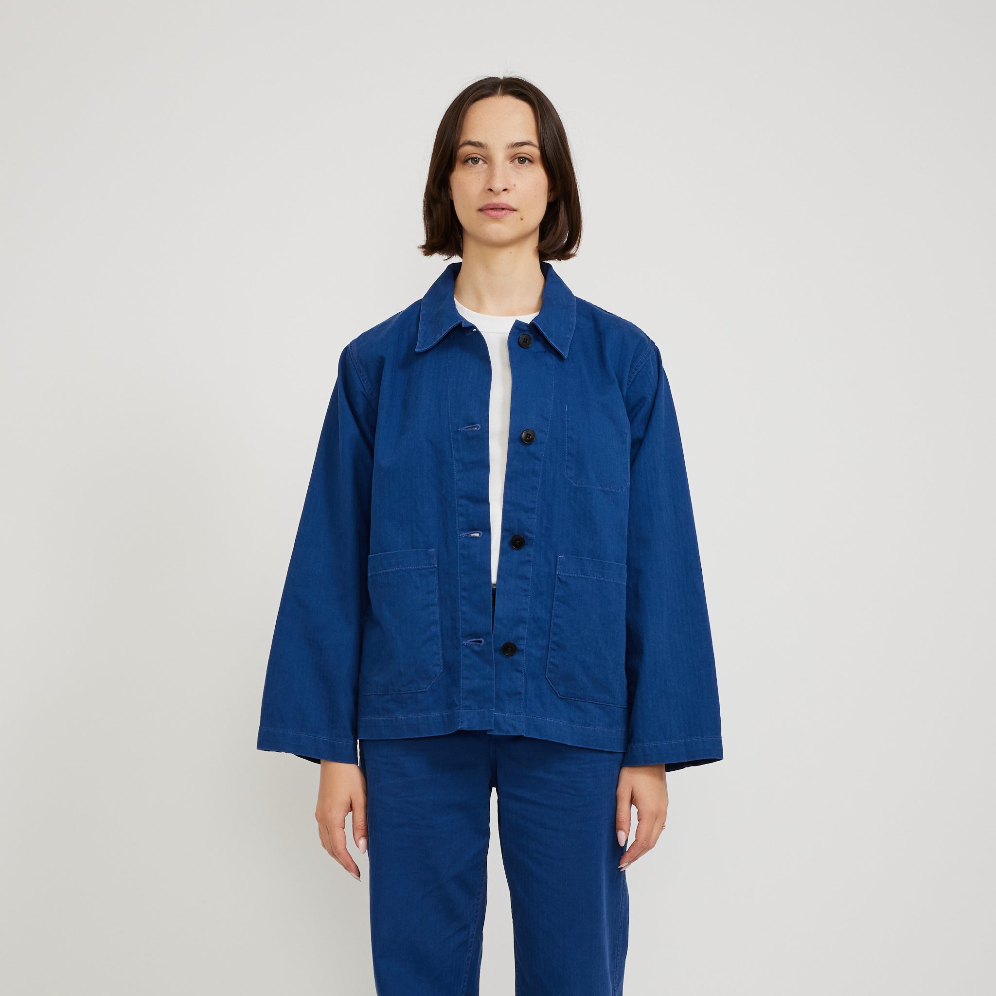 Lovis Herringbone Denim Jacket Blue