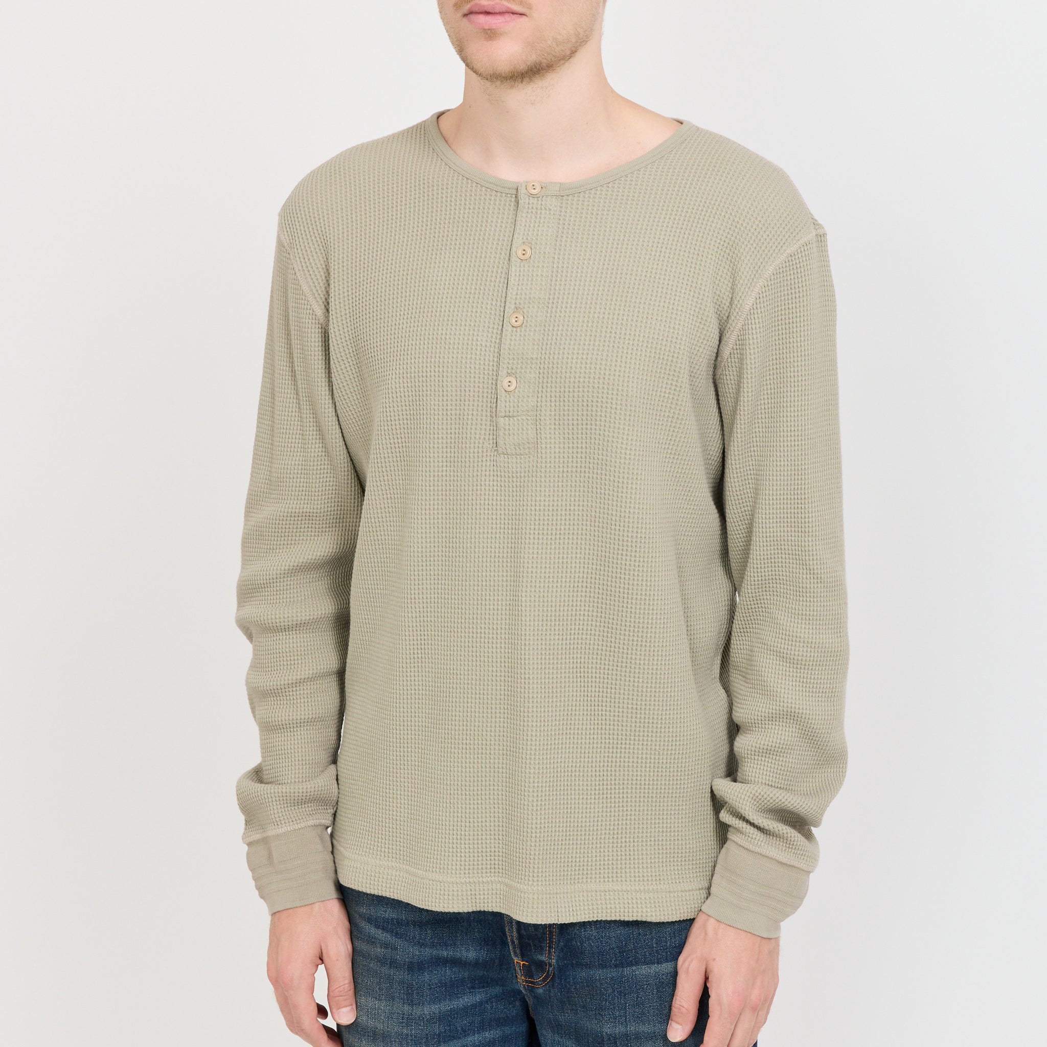 LS Henley Waffle T-Shirt Desert