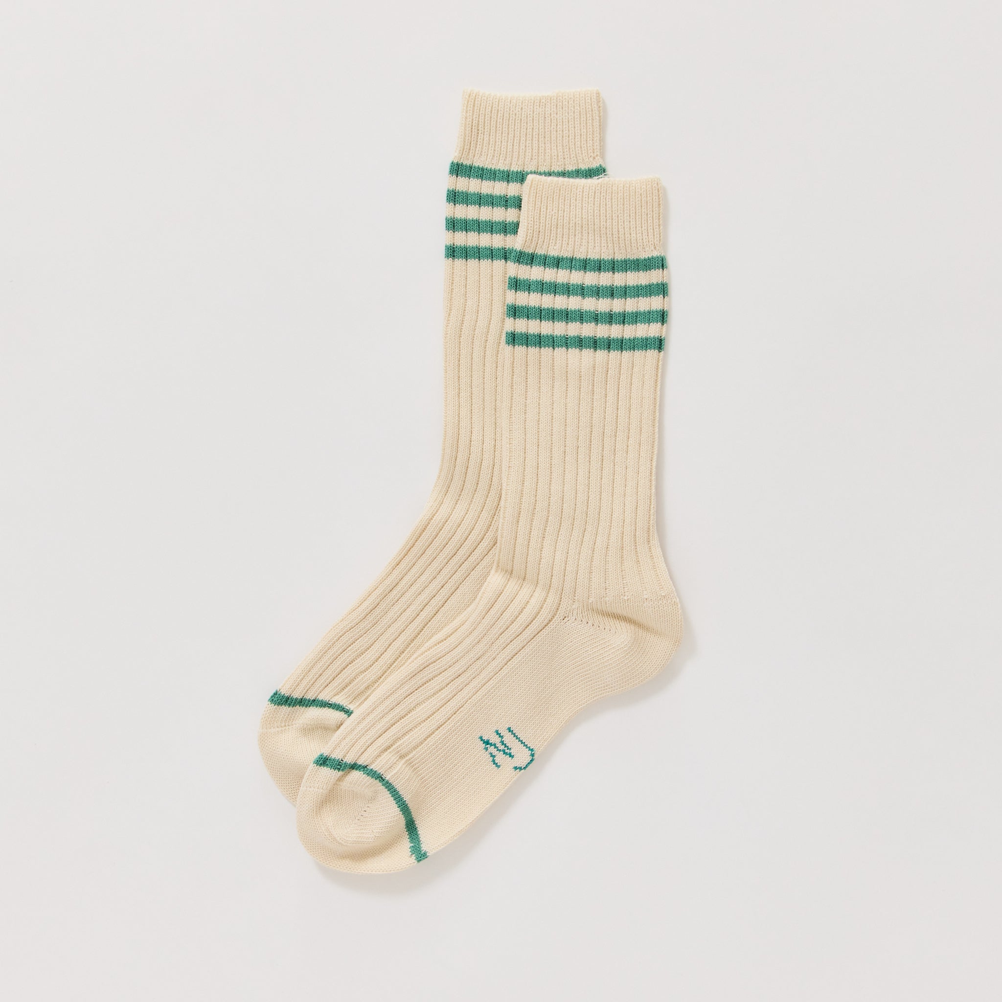 Mens Tennis Socks Stripe Off White/Turquoise