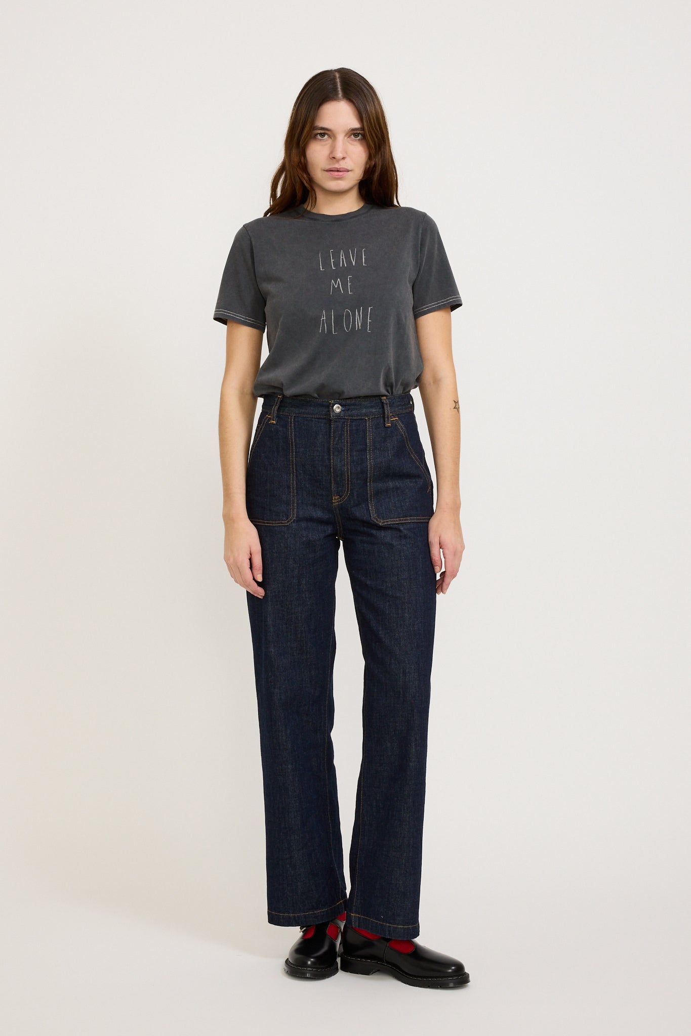 Nudie Jeans Co. | Joni Leave Me Alone Tee Faded Black | Maplestore