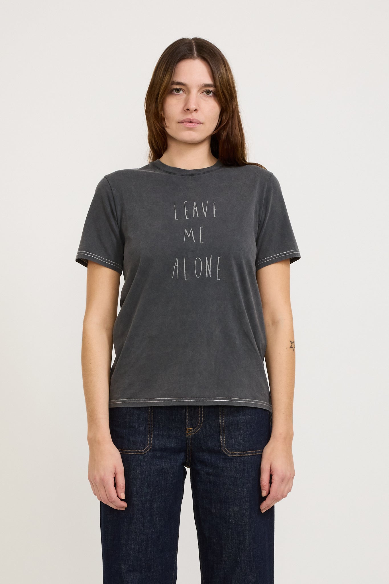 Nudie Jeans Co. | Joni Leave Me Alone Tee Faded Black | Maplestore