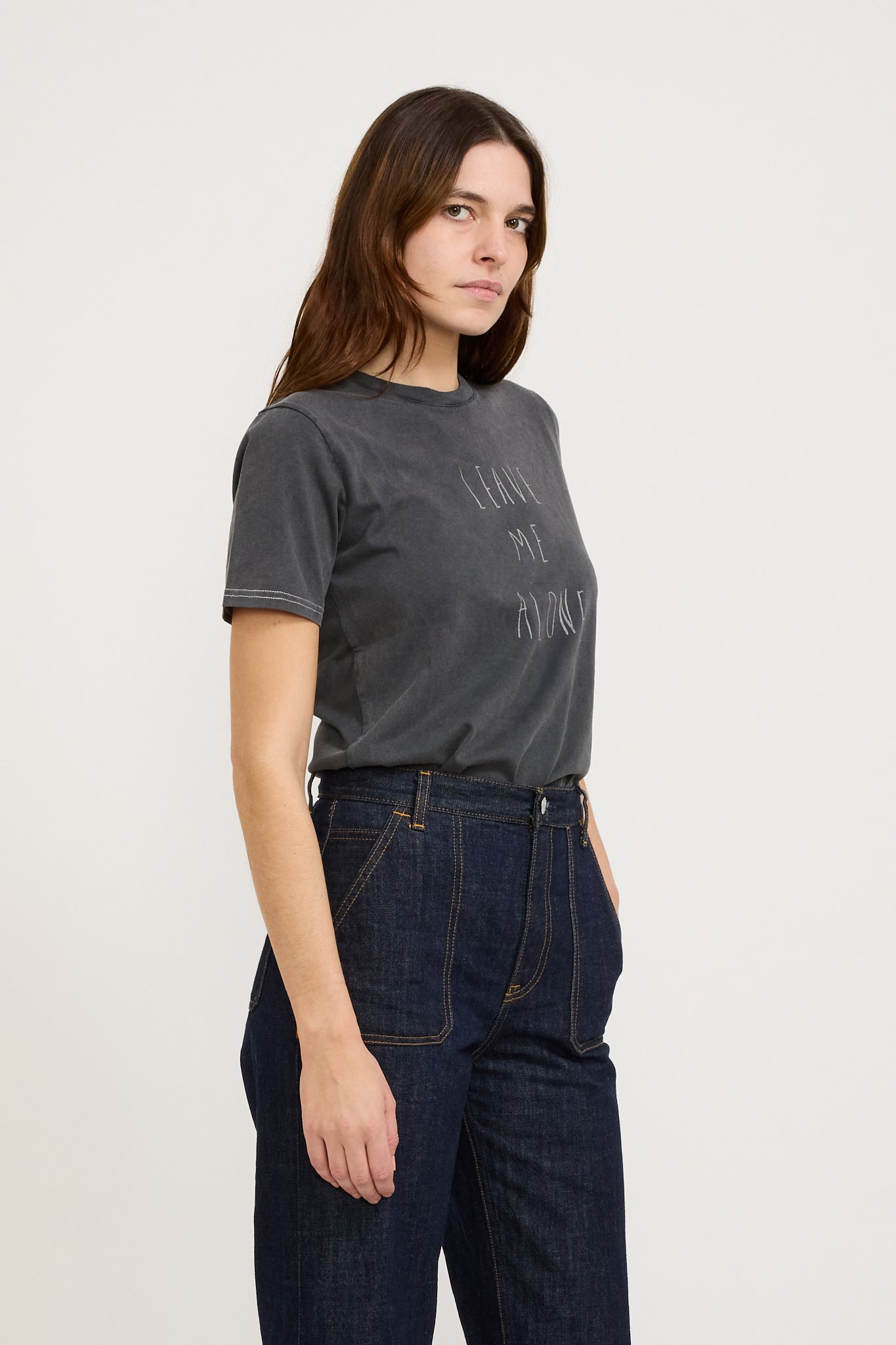 Nudie Jeans Co. | Joni Leave Me Alone Tee Faded Black | Maplestore