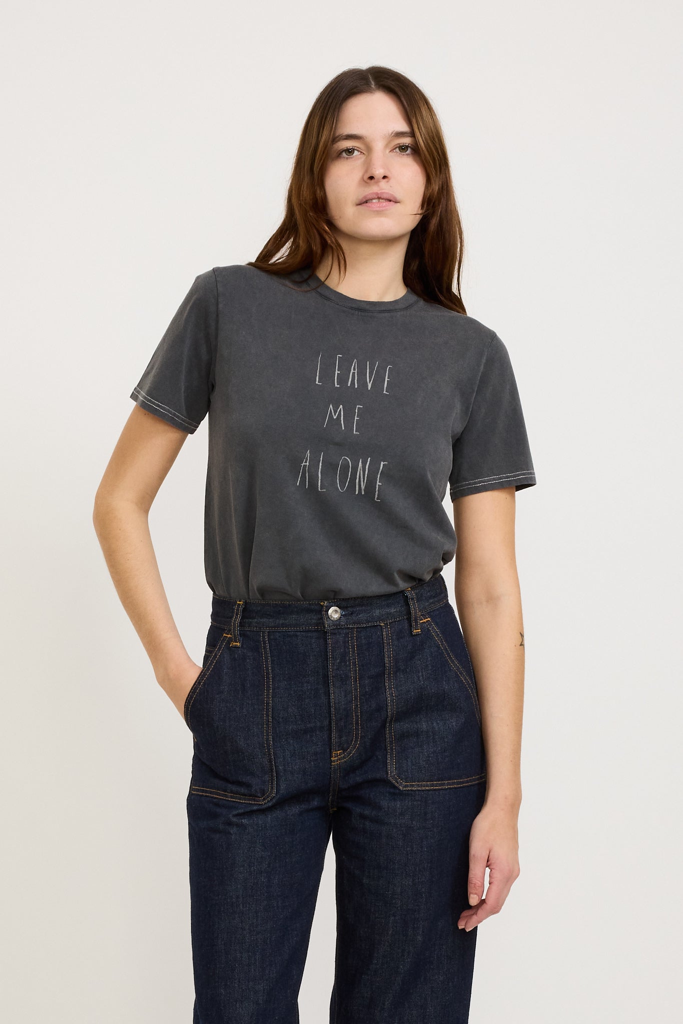 Nudie Jeans Co. | Joni Leave Me Alone Tee Faded Black | Maplestore