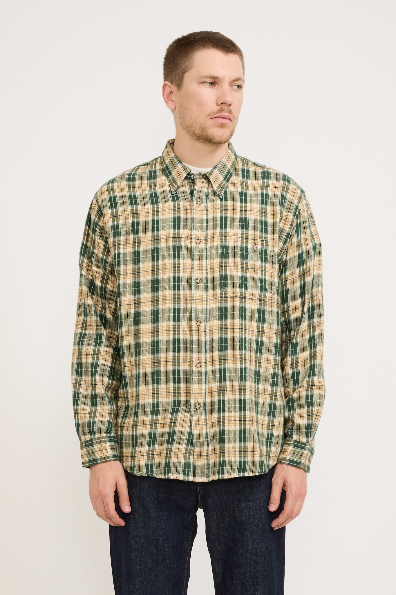 Julian Farmers Check Shirt Racing Green