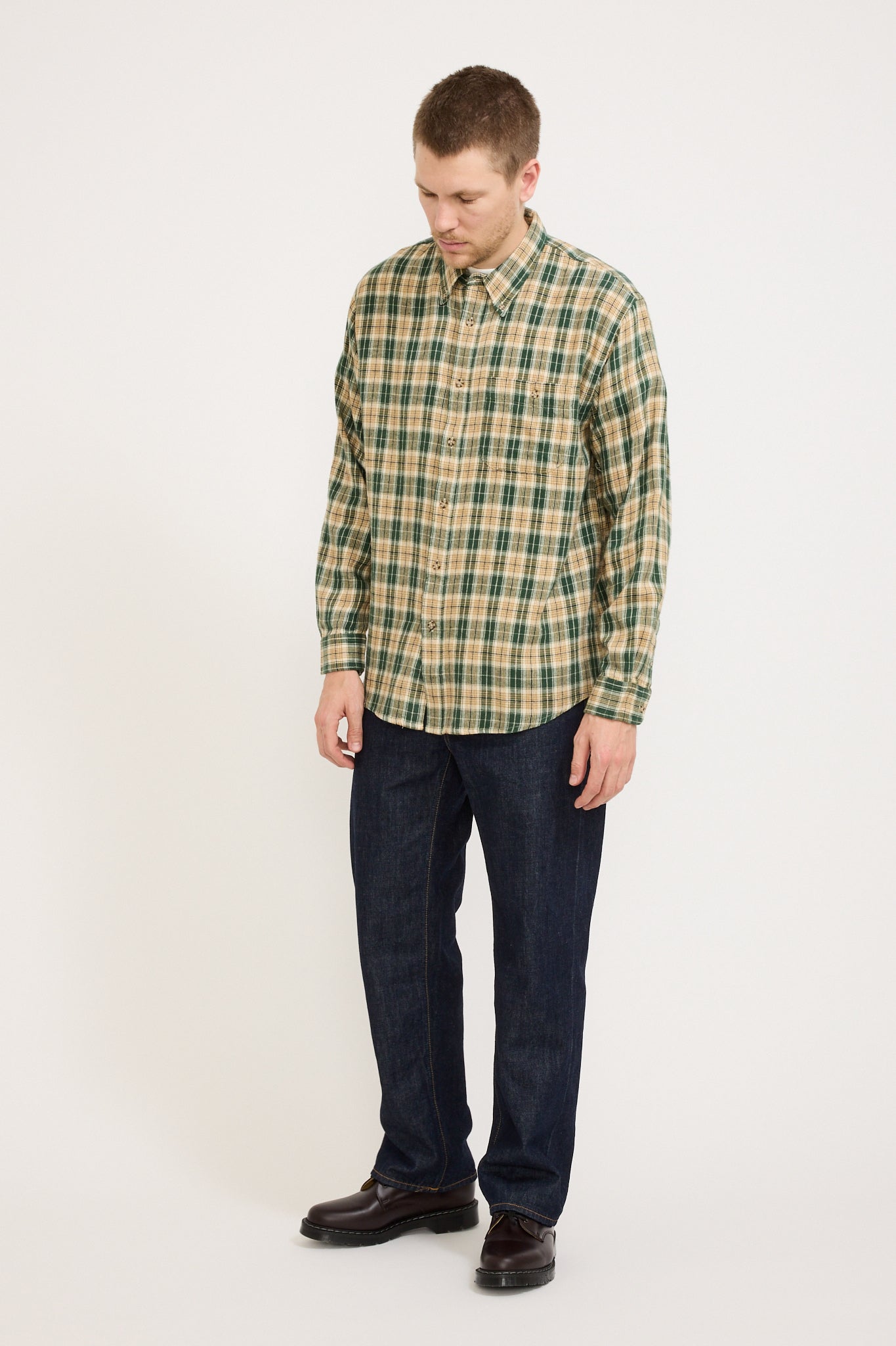 Julian Farmers Check Shirt Racing Green