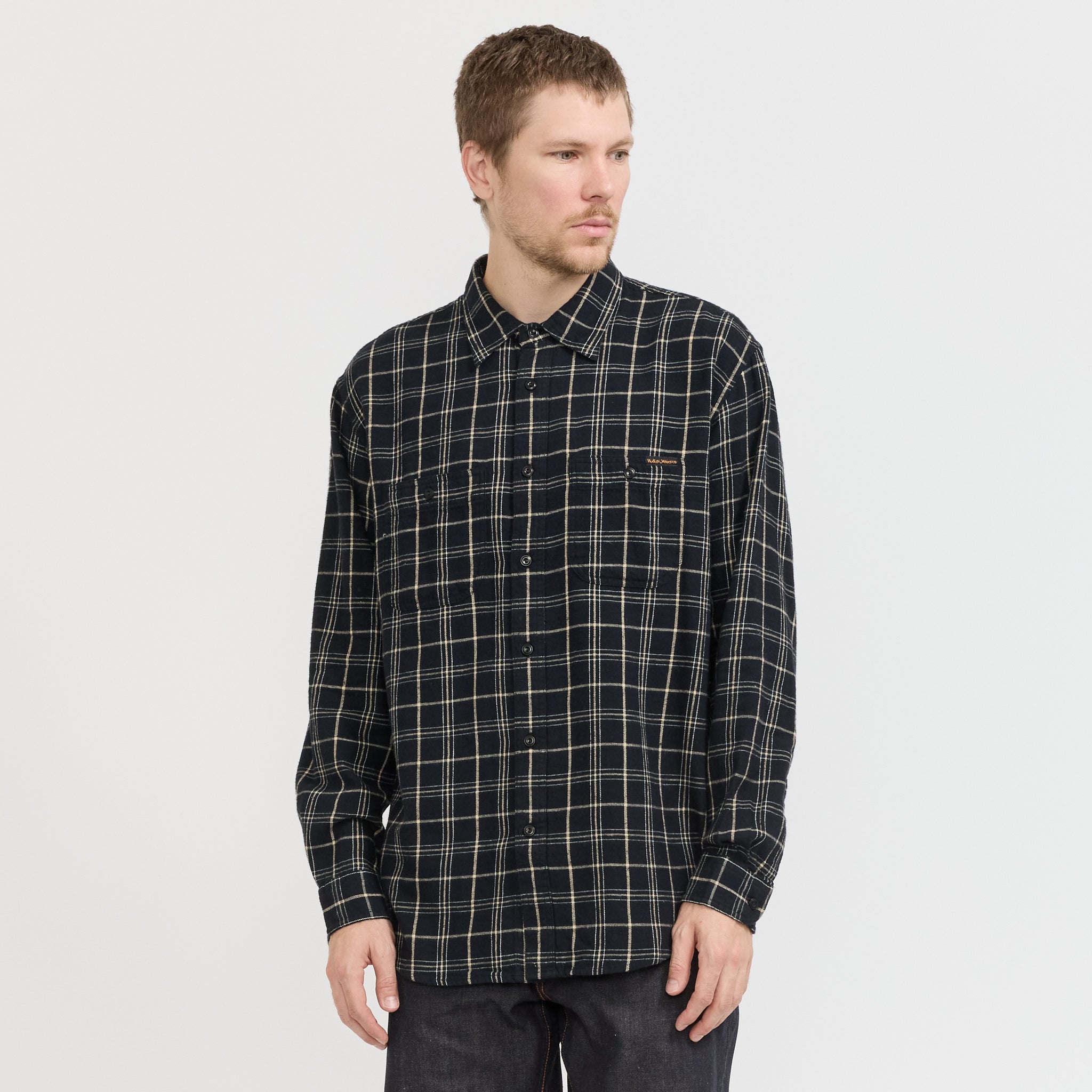 Nudie Jeans Co. Julian Worker Shirt Checked Black | Maplestore