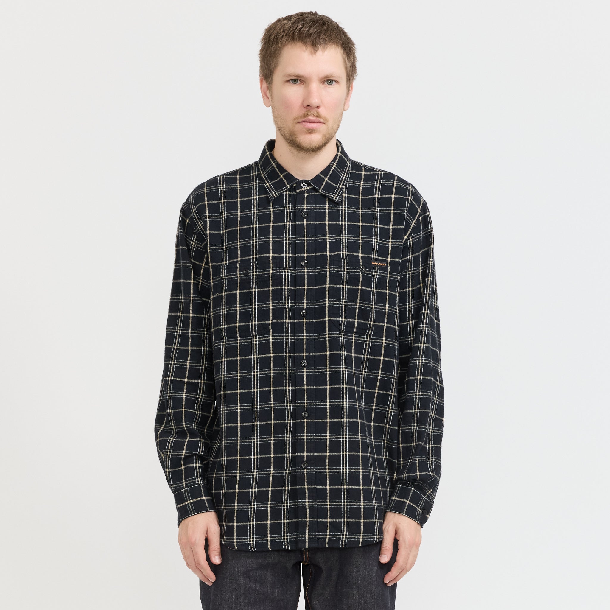 Nudie Jeans Co. | Julian Worker Shirt Checked Black | Maplestore
