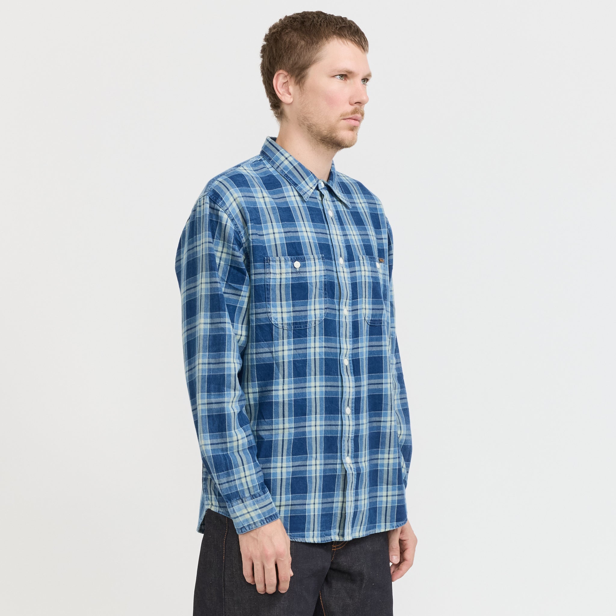 Nudie Jeans Co. | Julian Worker Shirt Checked Indigo | Maplestore