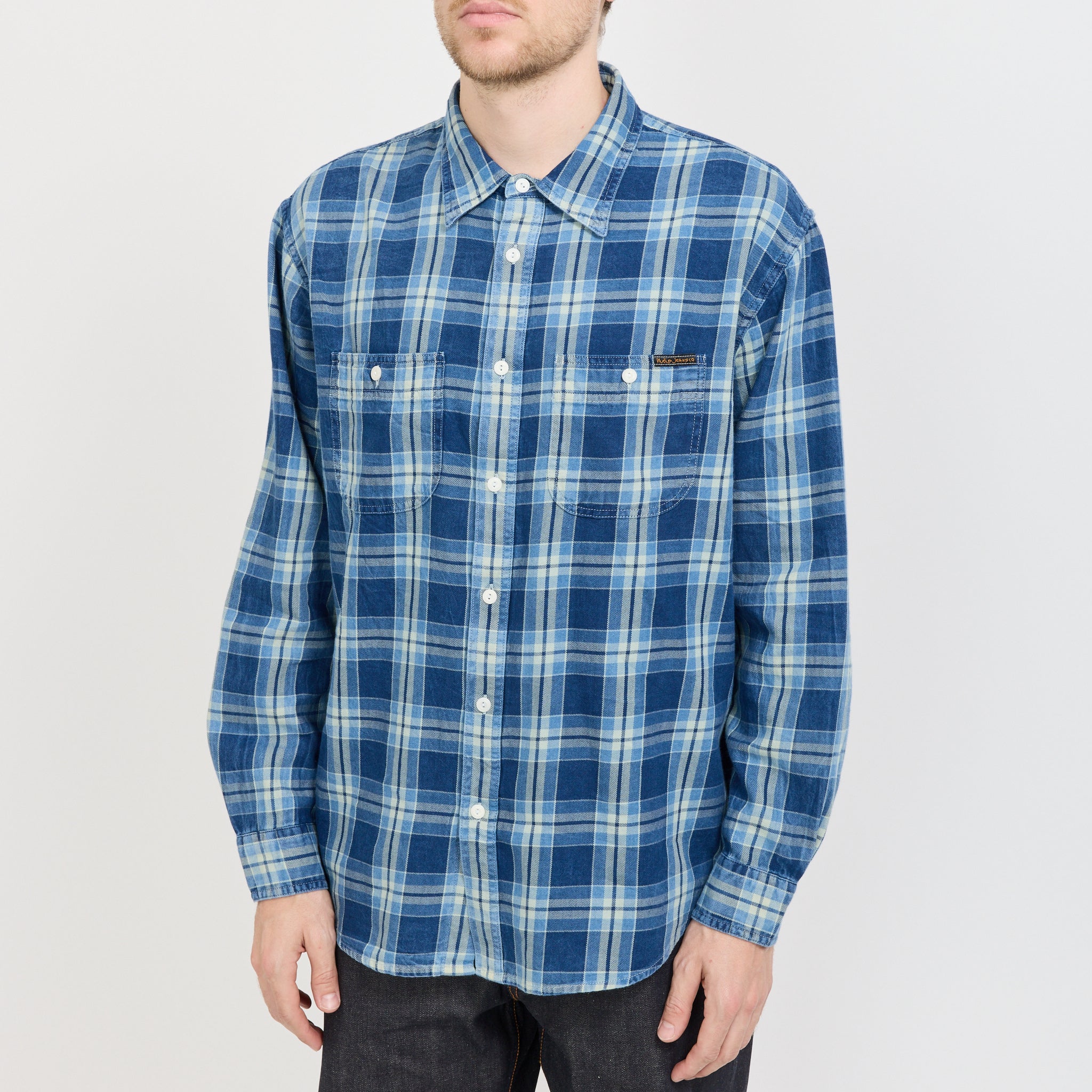 Nudie Jeans Co. | Julian Worker Shirt Checked Indigo | Maplestore