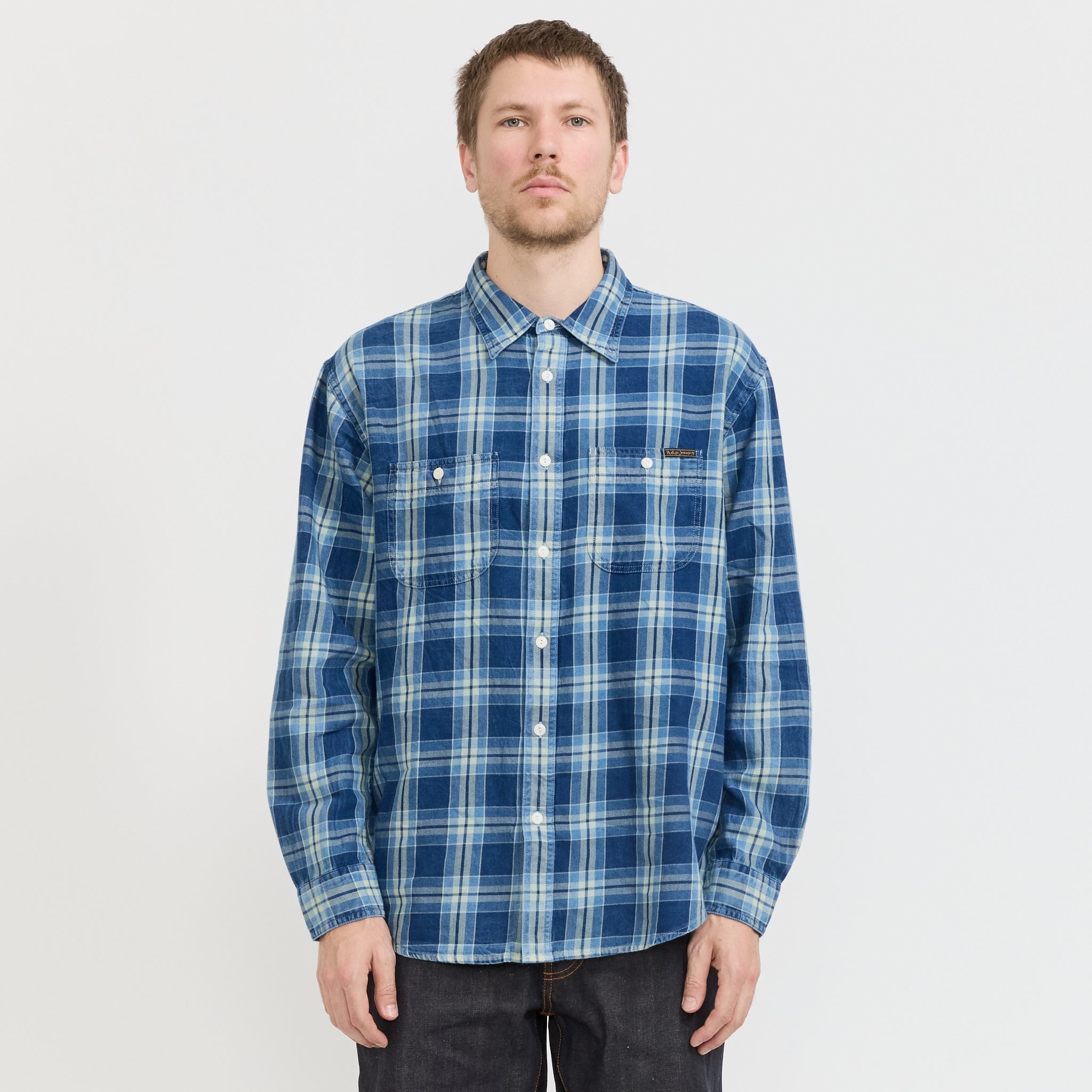Nudie Jeans Co. | Julian Worker Shirt Checked Indigo | Maplestore