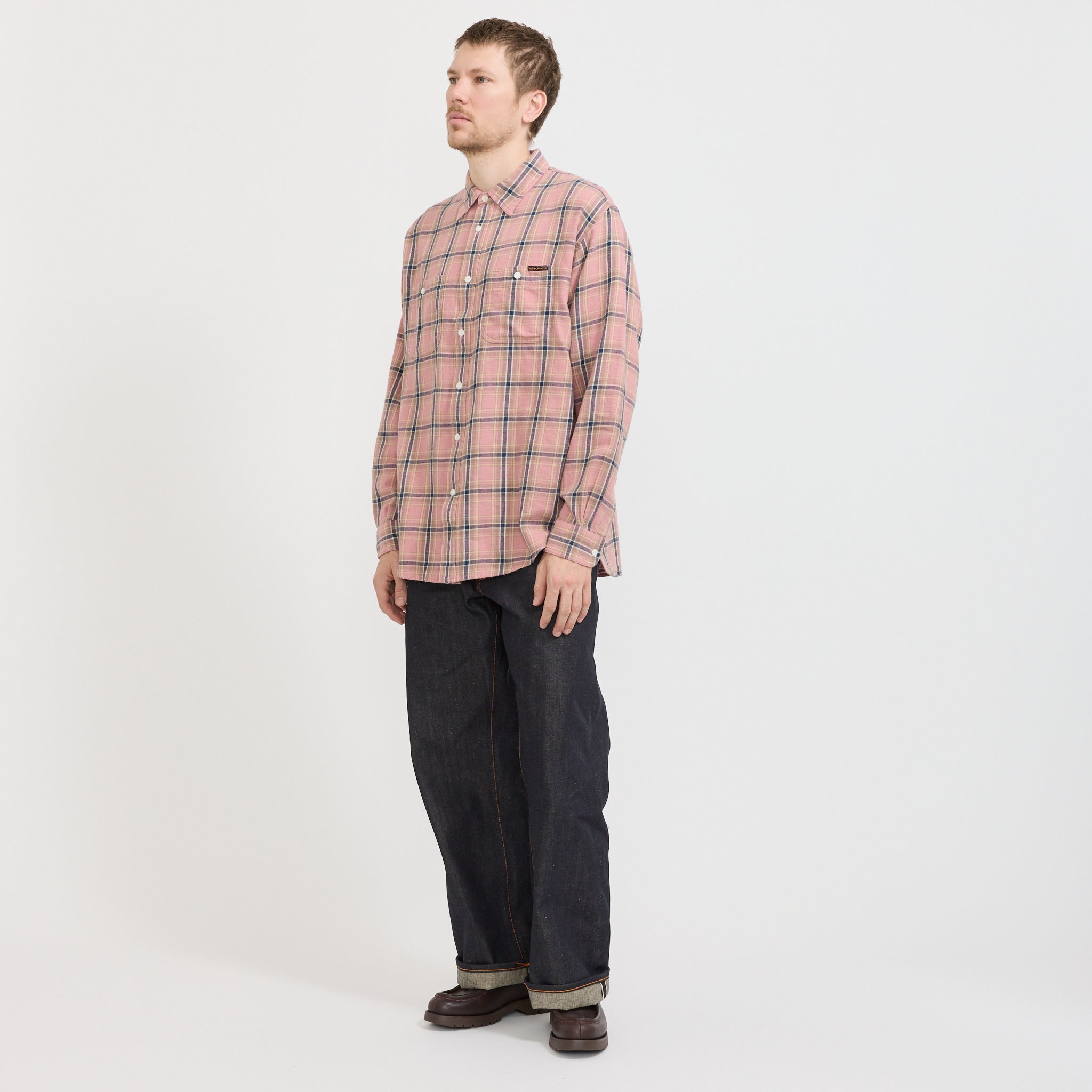 Nudie Jeans Co. | Julian Worker Shirt Checked Pink | Maplestore