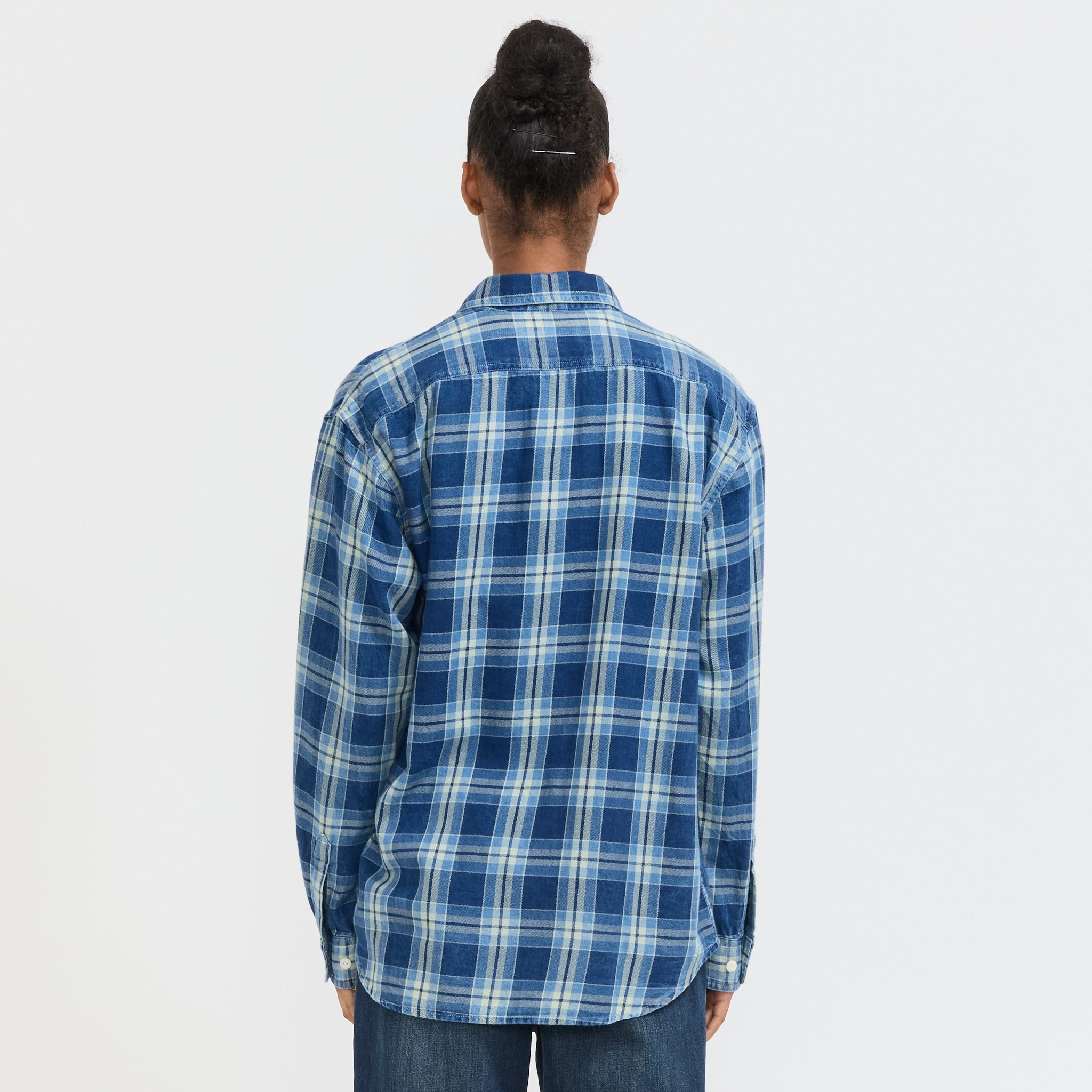 Nudie Jeans Co. | Julian Worker Shirt Checked Indigo Womens | Maplestore