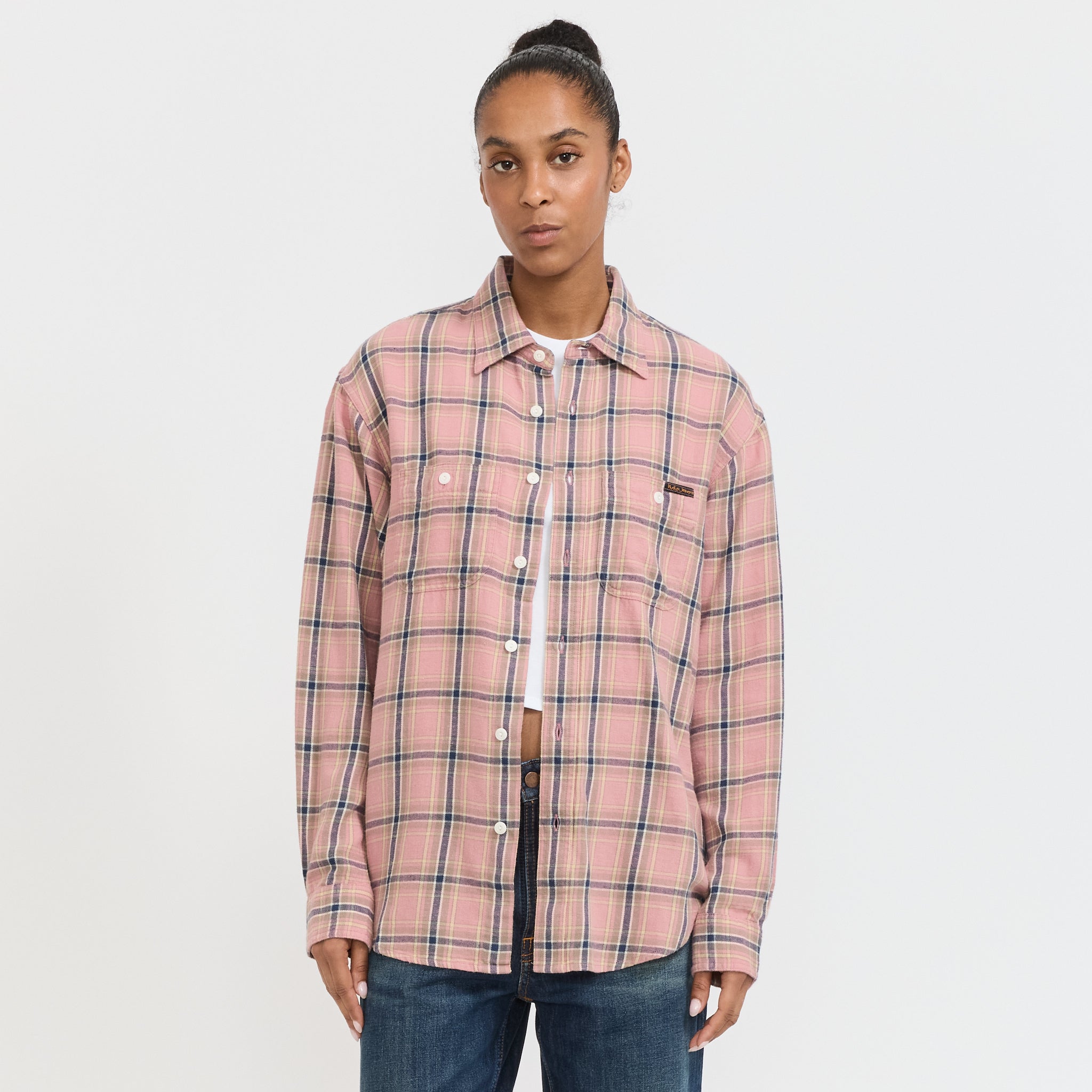 jeans pink checkered shirt mens