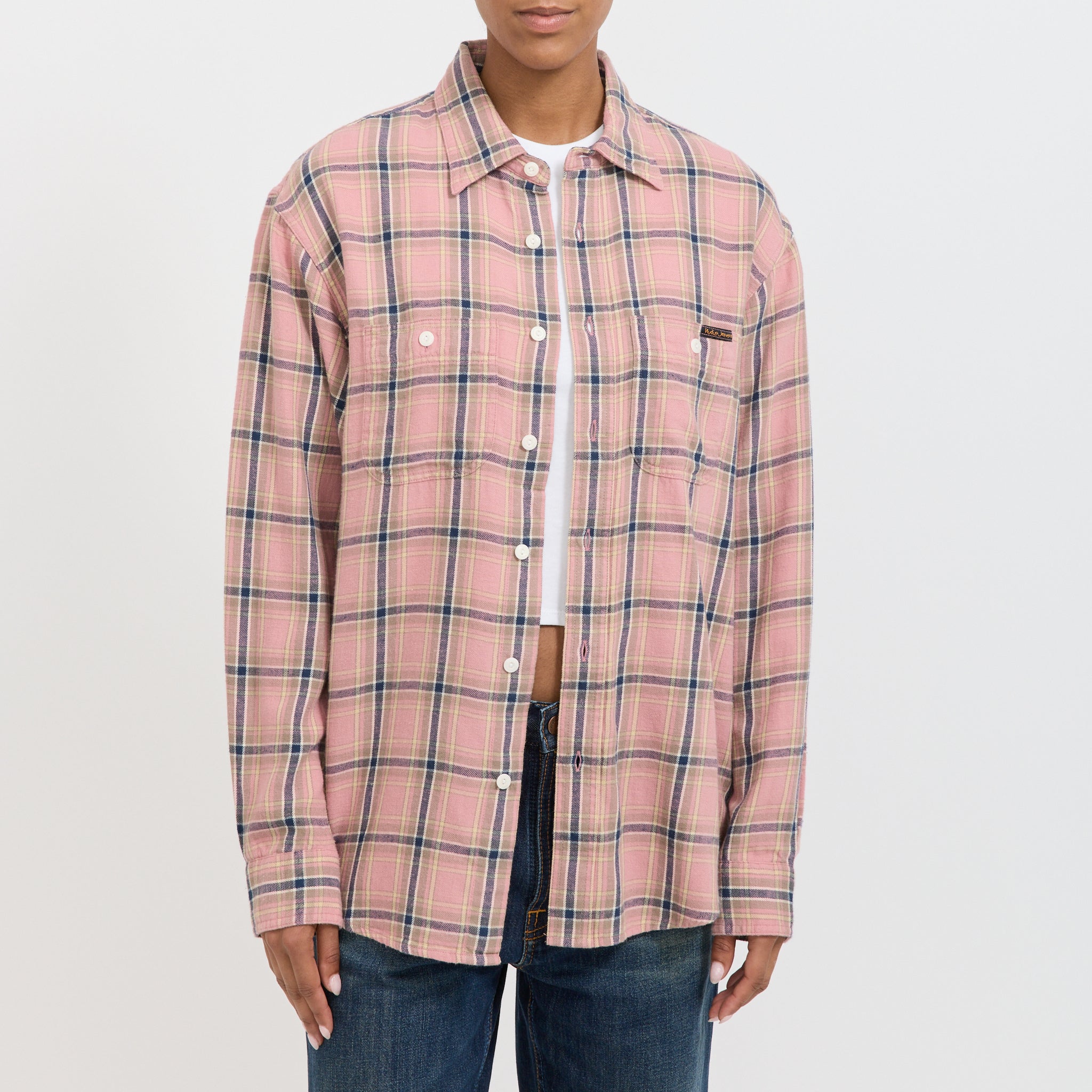 Nudie Jeans Co. | Julian Worker Shirt Checked Pink Womens | Maplestore