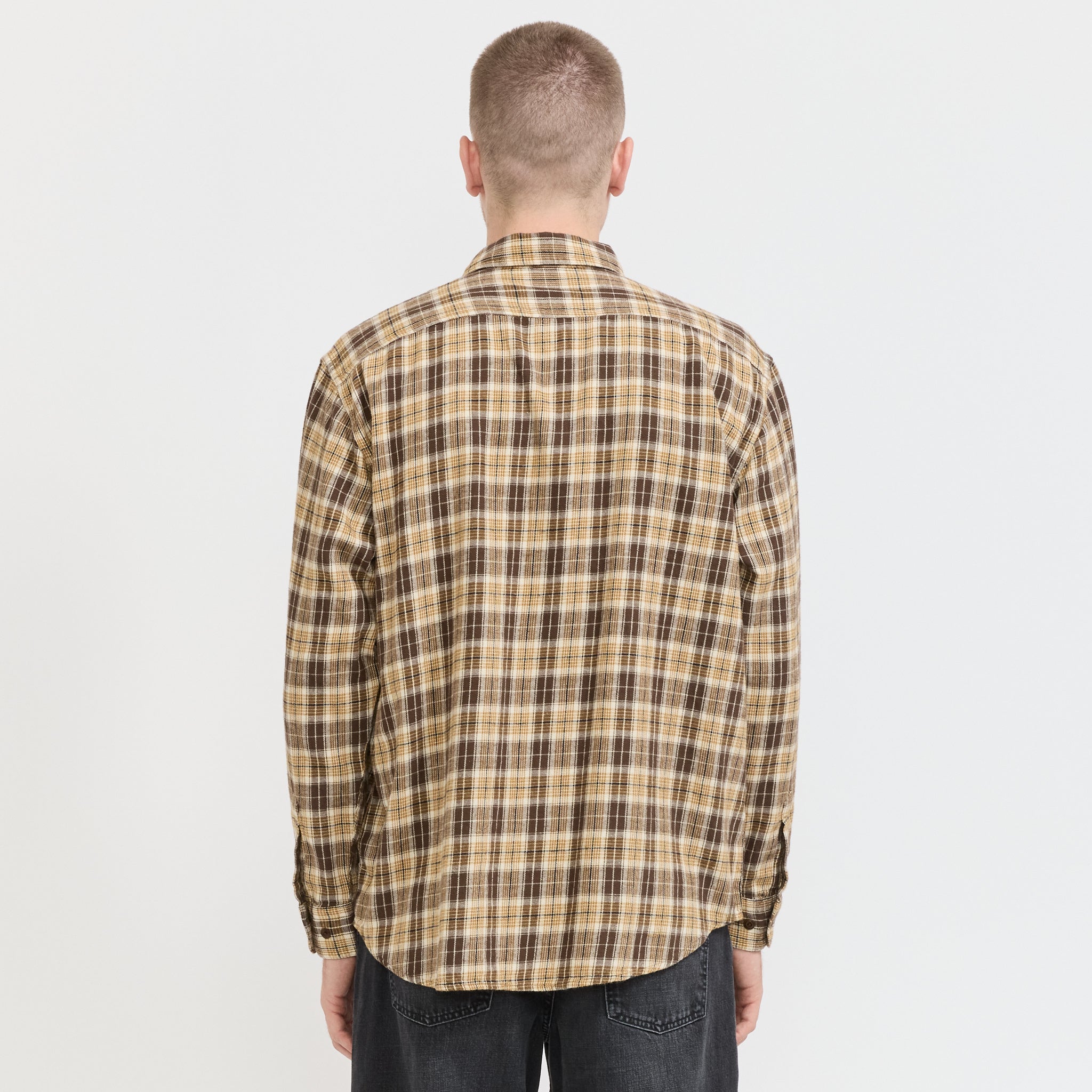 Julian Worker Shirt Check Brown