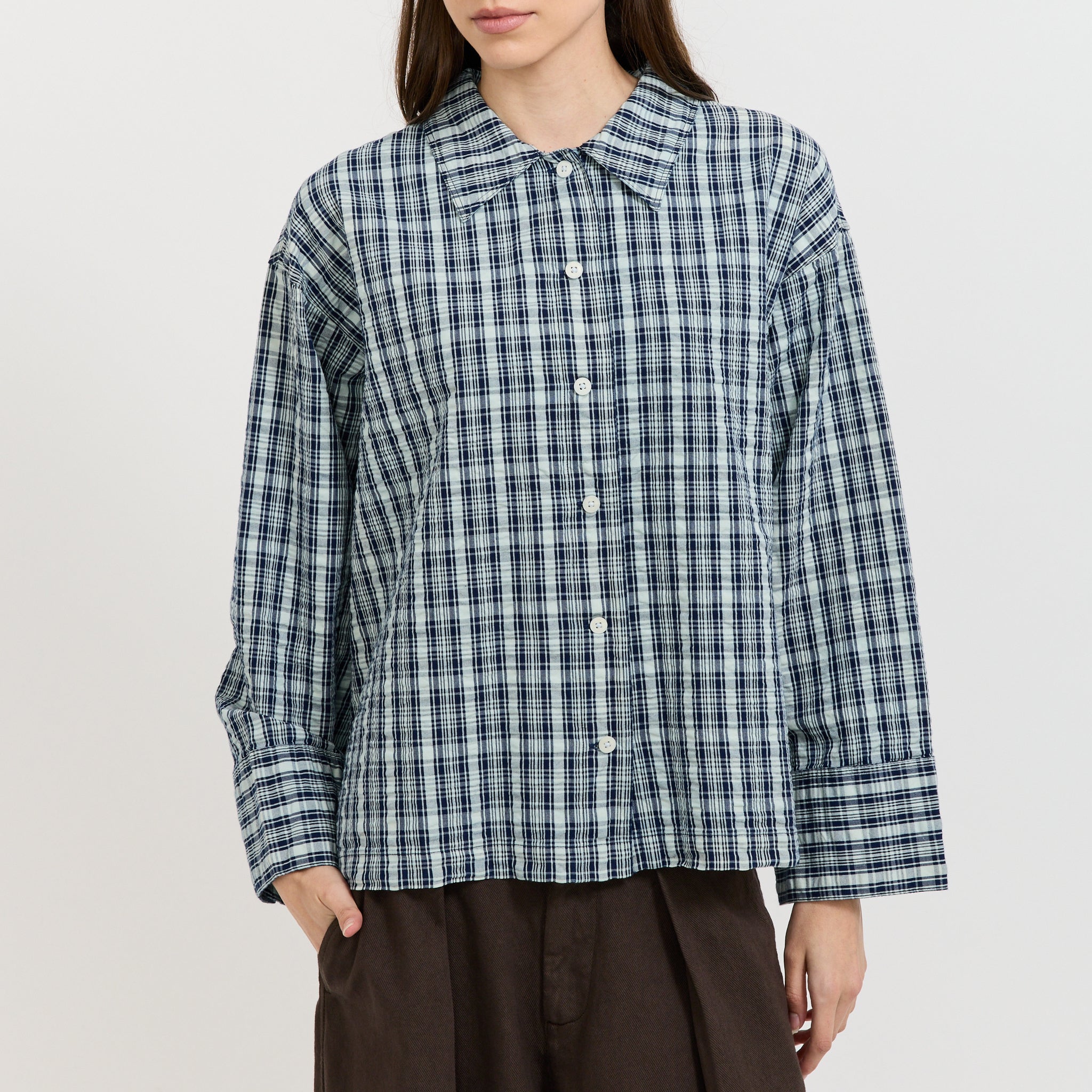 Jutta Shirt Indigo Seersucker