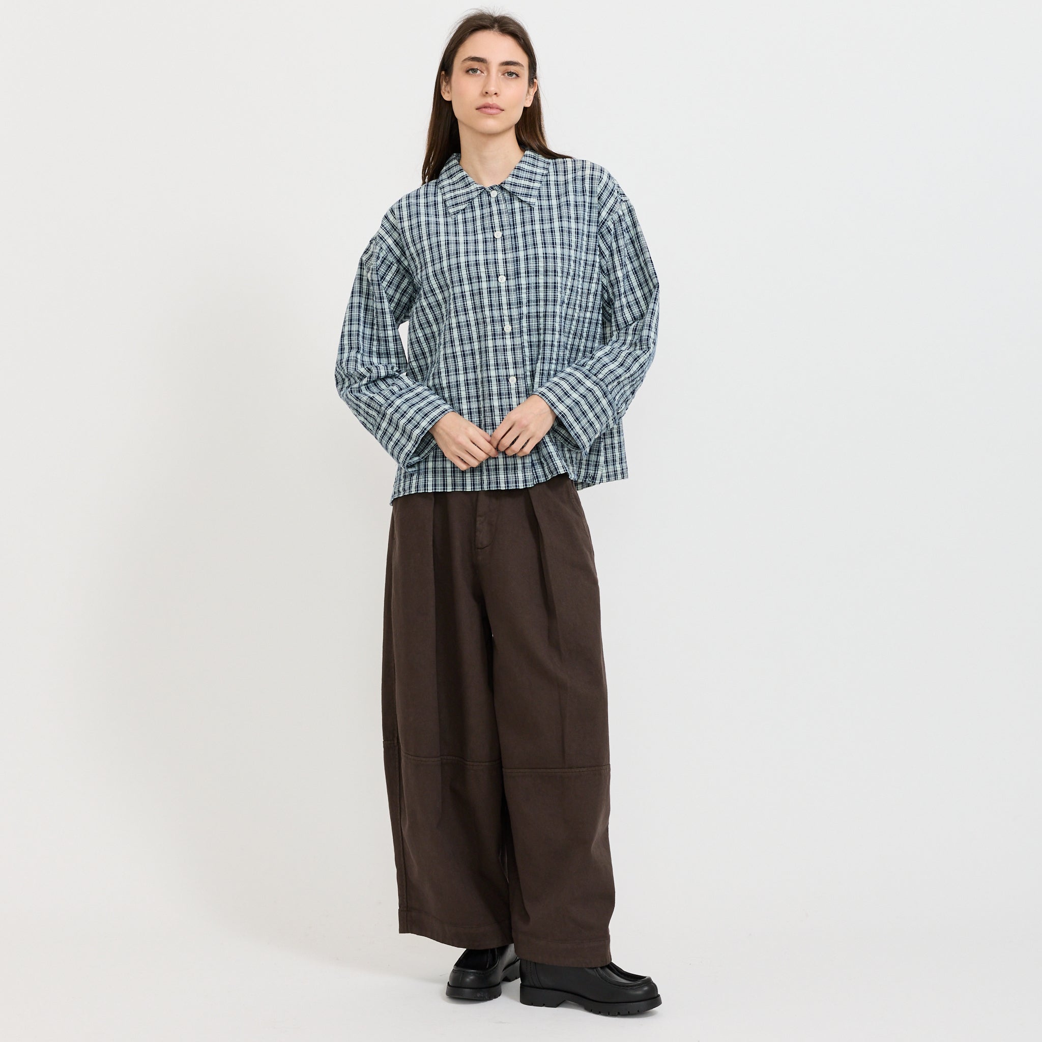 Jutta Shirt Indigo Seersucker