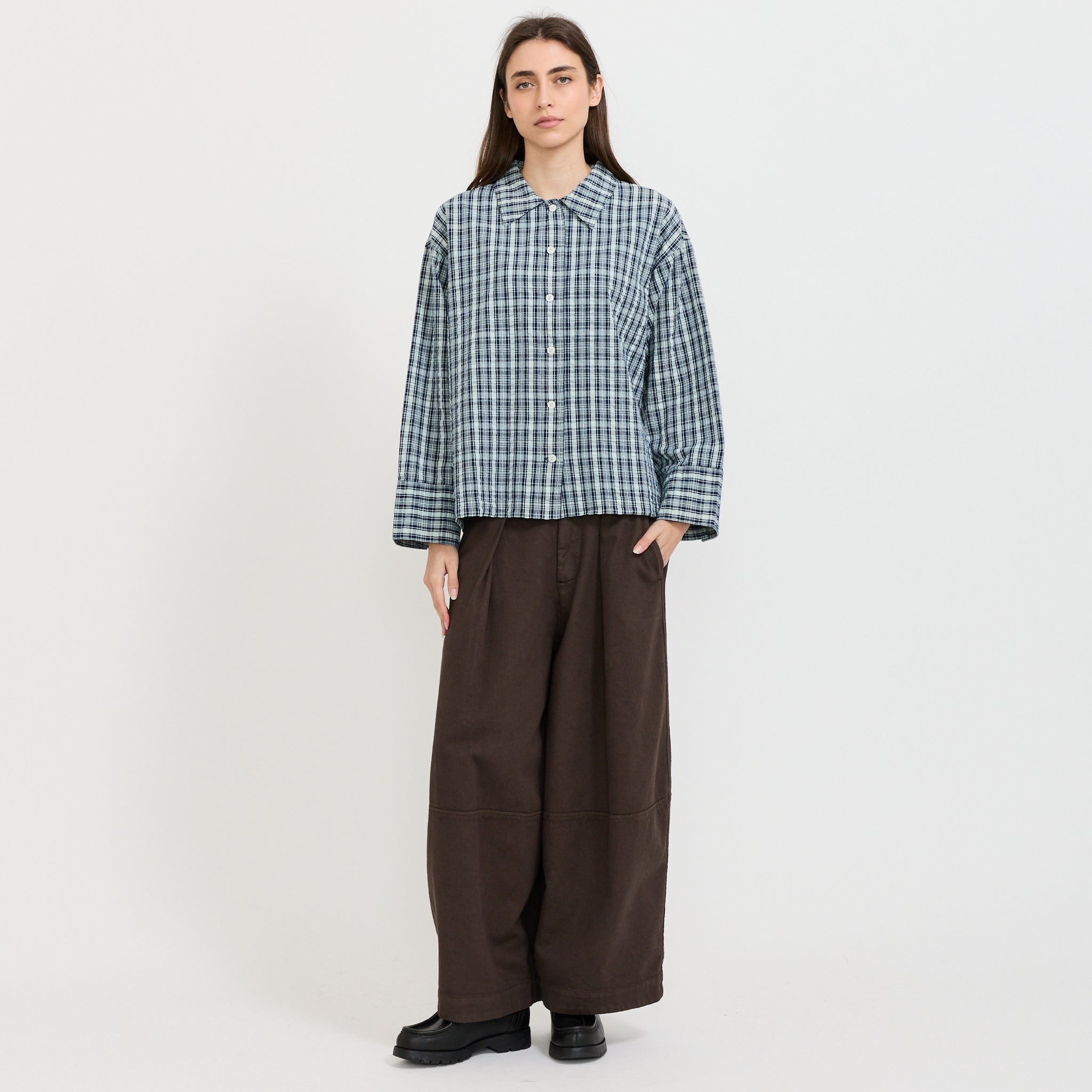 Jutta Shirt Indigo Seersucker